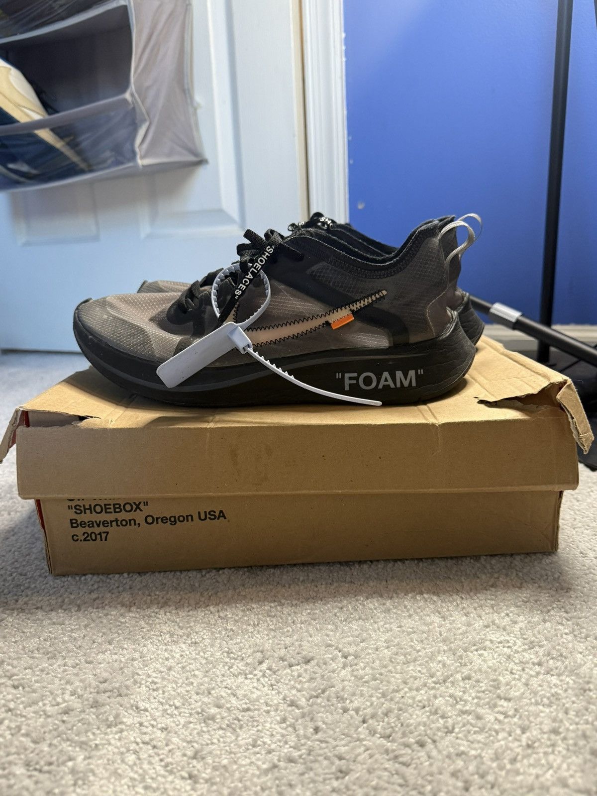 Nike × Off-White OFF-WHITE x Zoom Fly SP Black 2018 Size US 10.5 / EU 43-44 - 1 Thumbnail
