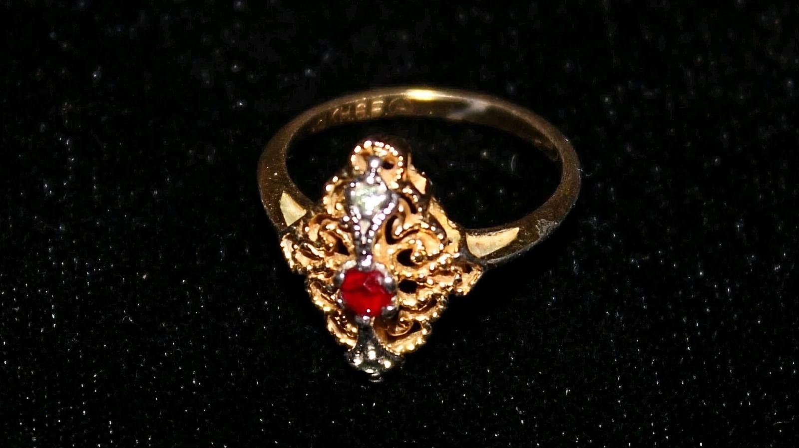 Other Vtg 18K HGE Gold/Ruby/Diamond Cluster Ring-Size 6 | Grailed
