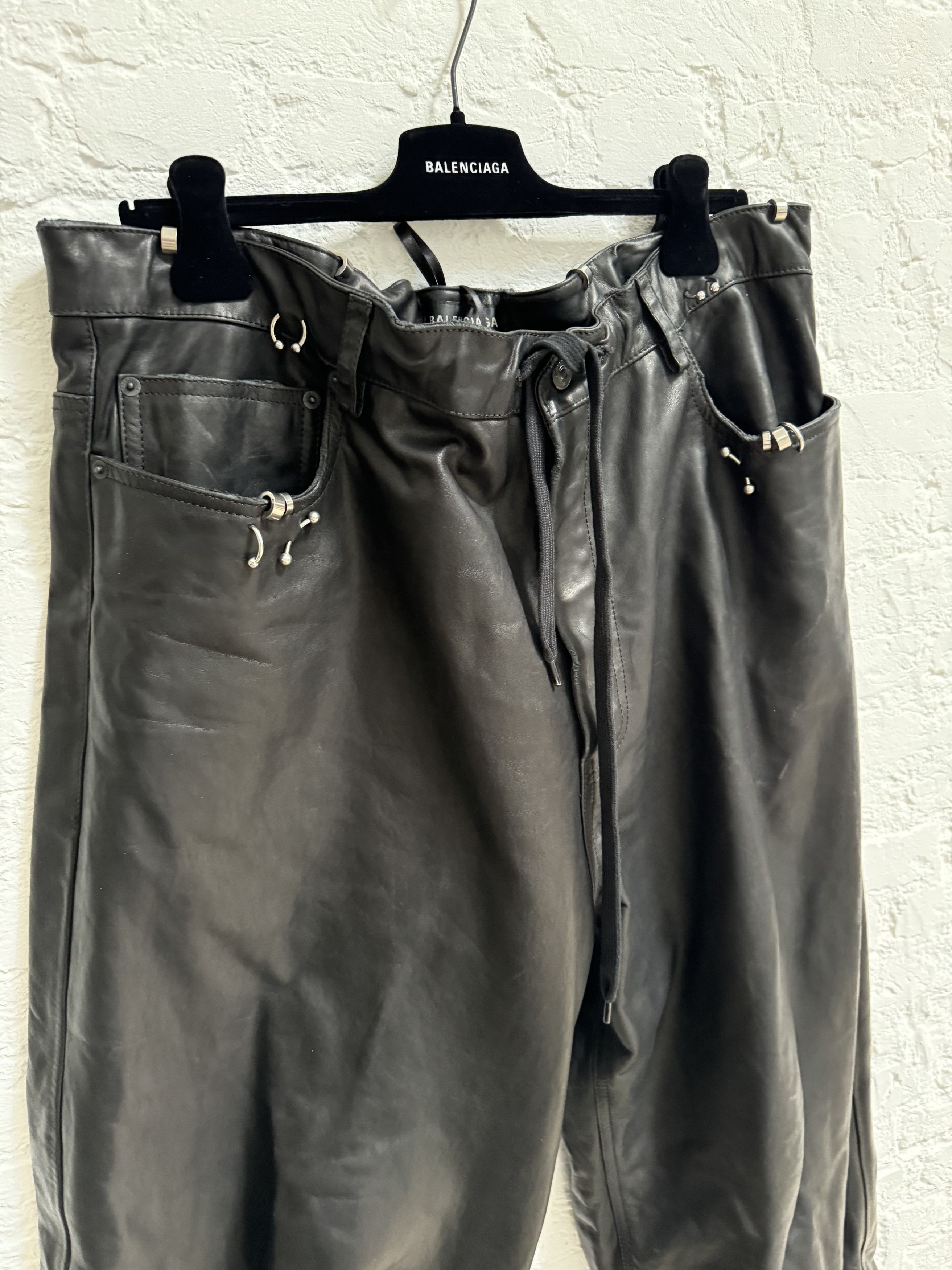 Balenciaga Balenciaga Pierced Leather Pants Size US 36 / EU 52 - 3 Thumbnail