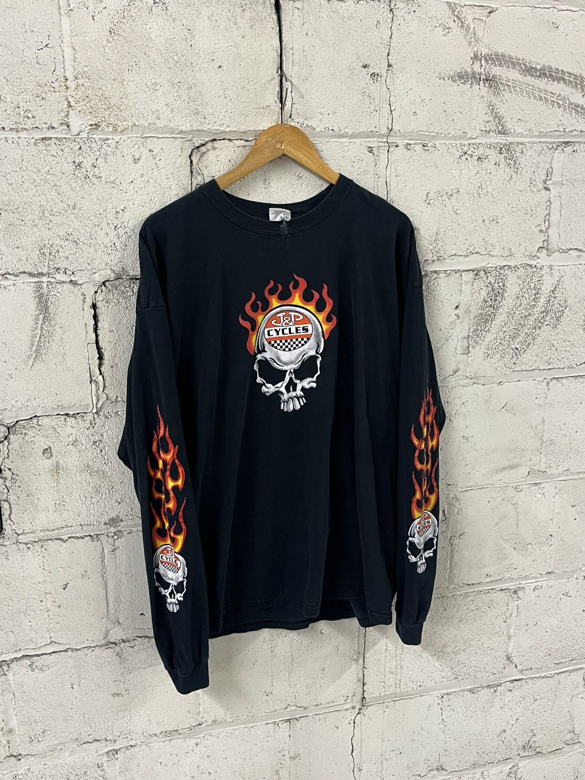 Harley Davidson Vintage flame longsleeve harley style rare grunge skater Size US XXL / EU 58 / 5 - 2 Thumbnail