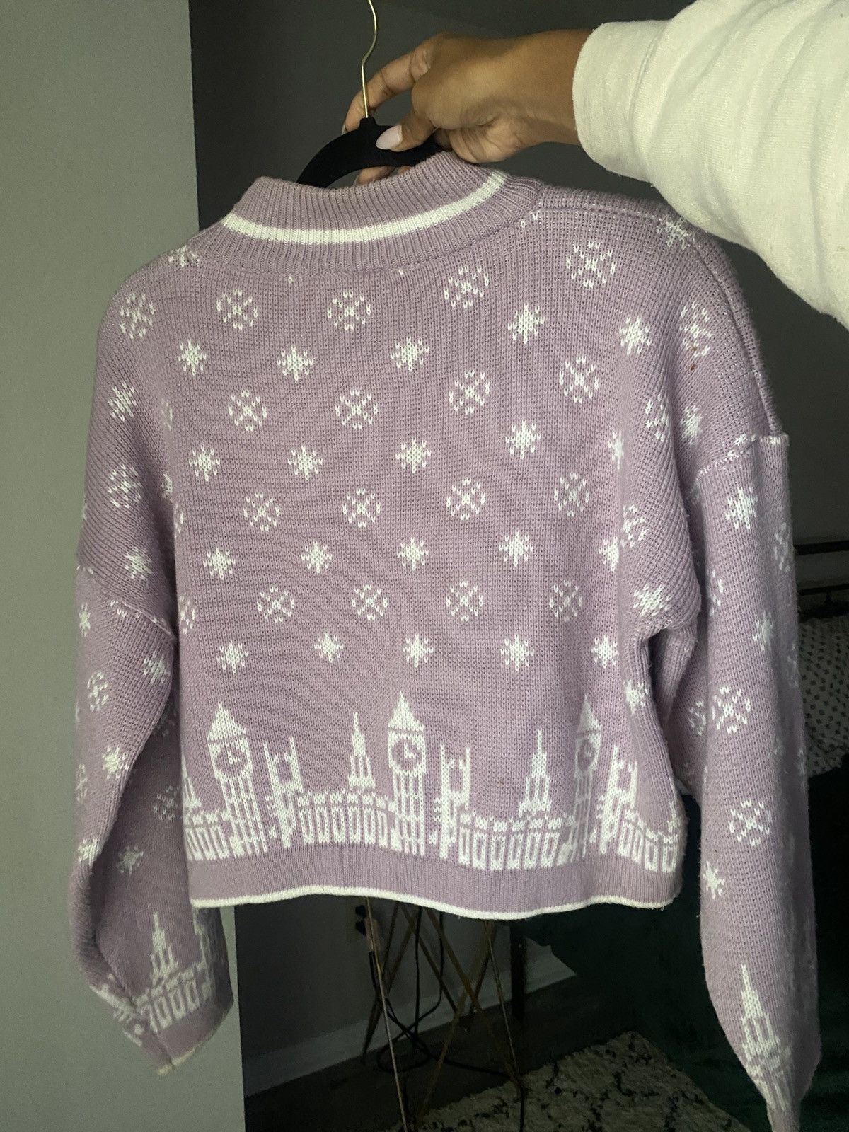 Vintage Vintage 80s Cropped Sweater Large Lavender Size L / US 10 / IT 46 - 2 Thumbnail