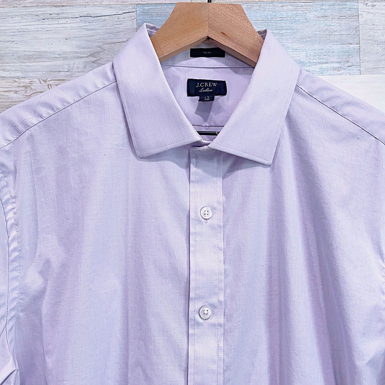 J.Crew J Crew Slim Ludlow Dress Shirt Purple Spread Collar 17 35 Size US XL / EU 56 / 4 - 2 Thumbnail