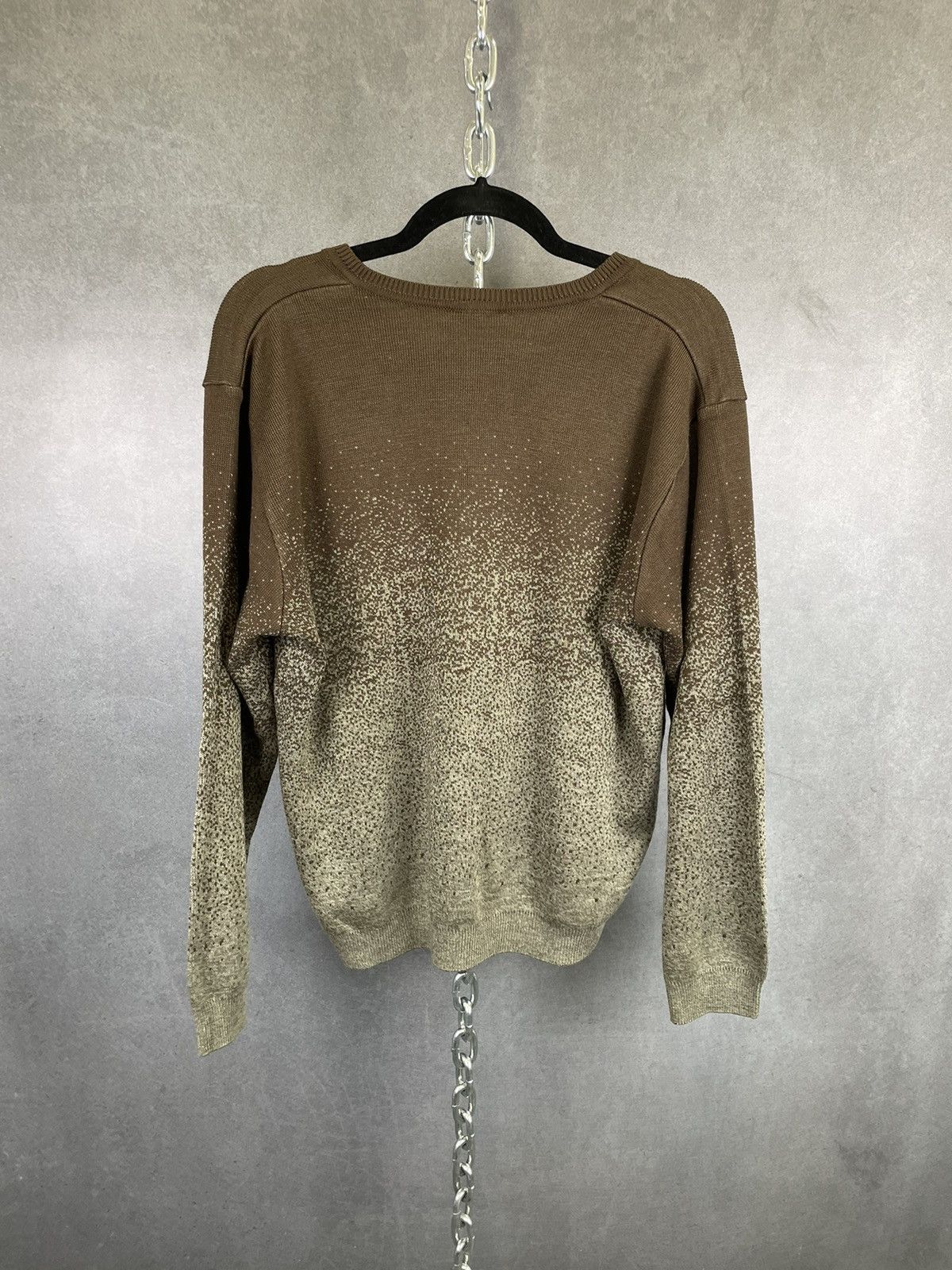 Crazy vintage digital burnout jacquard knit pullover sweater
