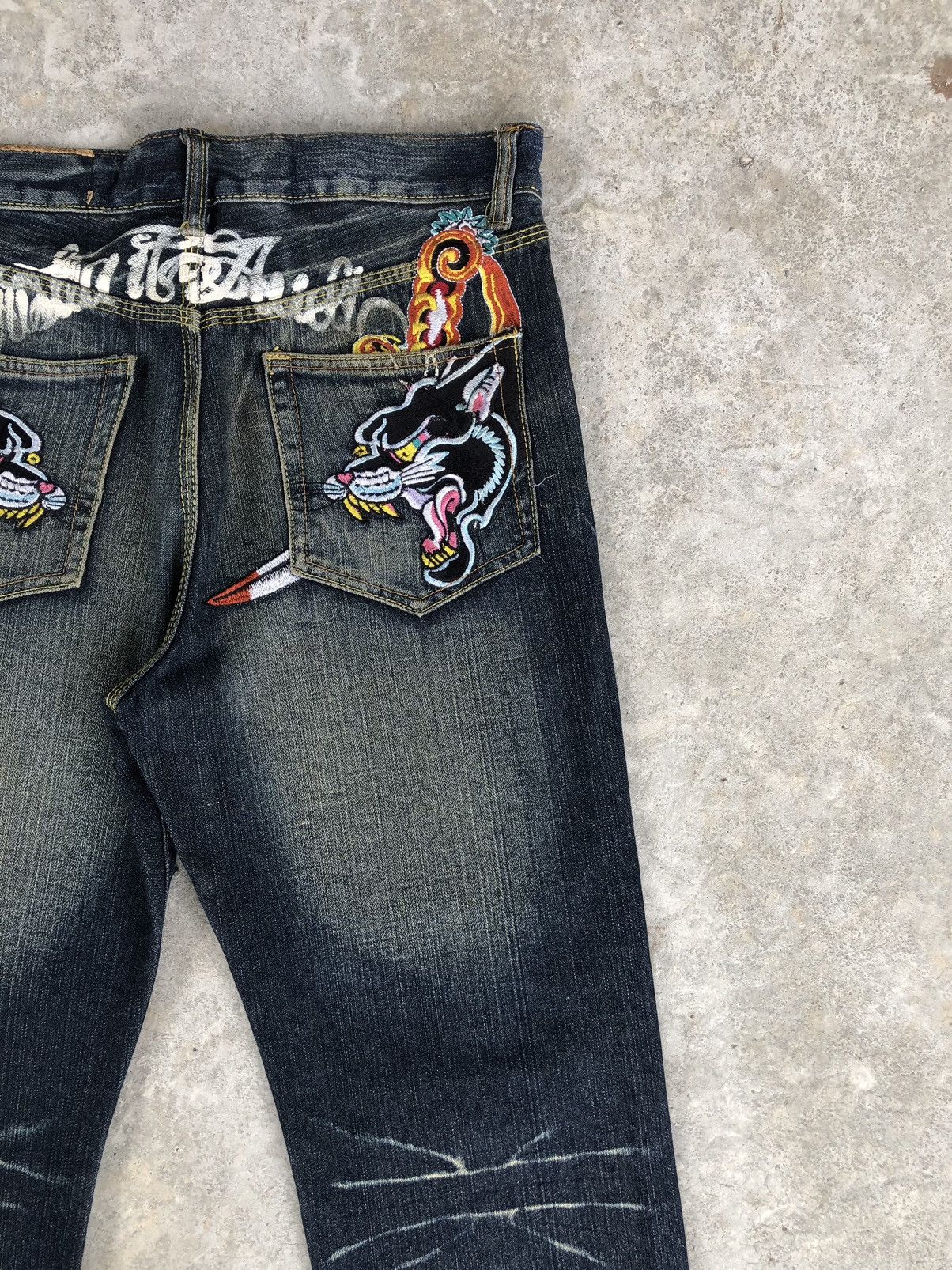 Christian Audigier Ed Hardy Embroidered Jeans Distressed Jeans Size US 32 / EU 48 - 10 Thumbnail