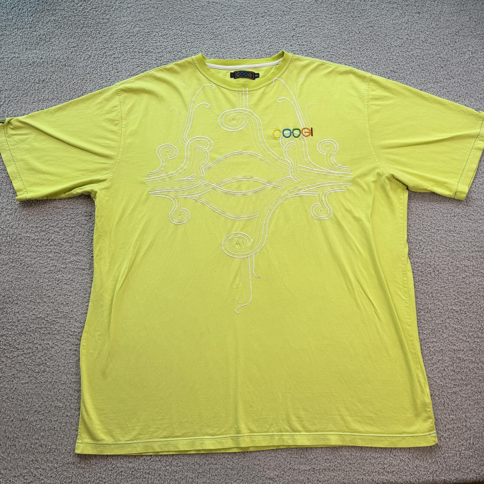 Coogi Vintage Y2K Coogi Embroidered Neon Lime T Shirt 4XL Size US XXL / EU 58 / 5 - 1 Thumbnail