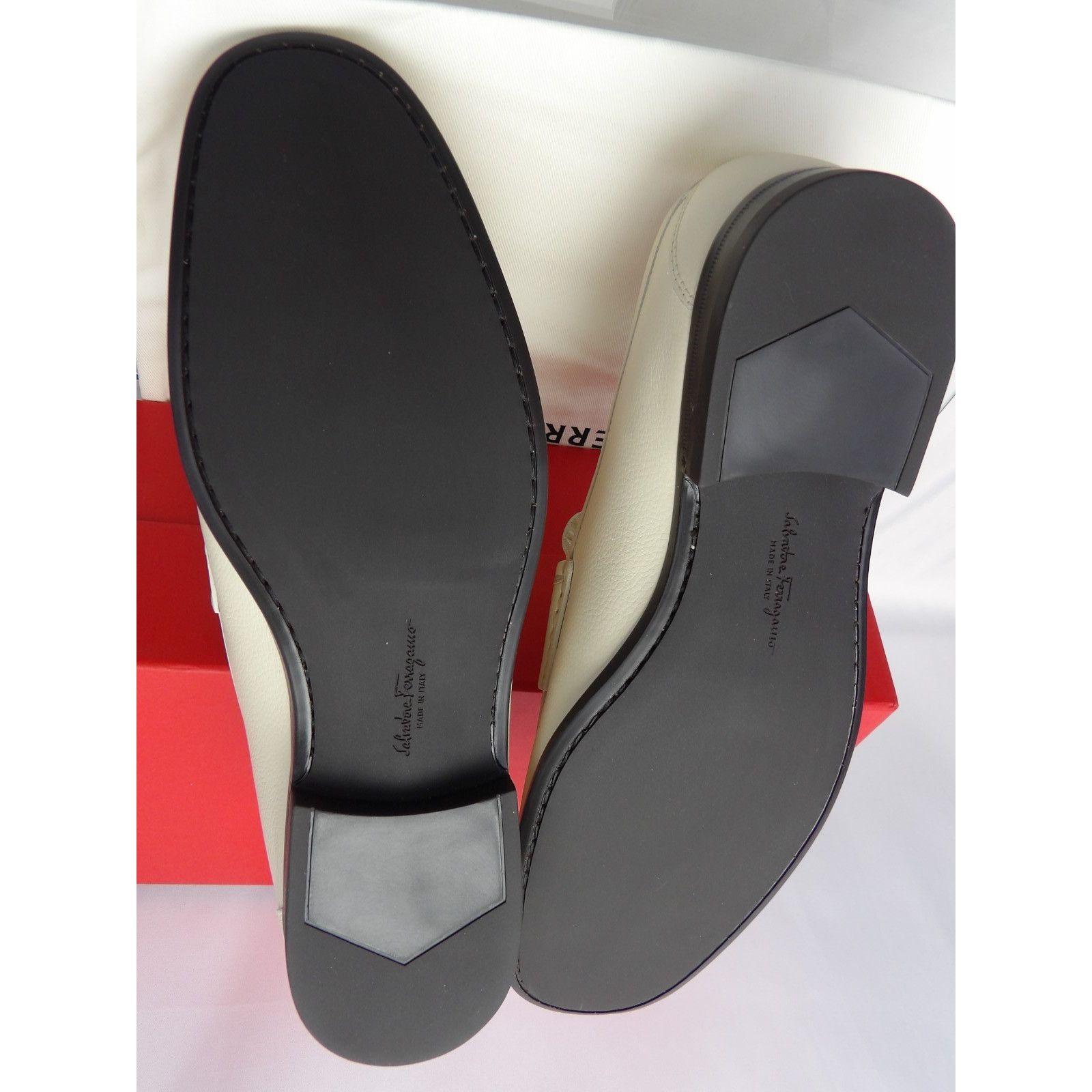 Salvatore Ferragamo FERRAGAMO DUPONT WHITE LEATHER LOGO PENNY LOAFERS 12 EE ITAL Size US 13 / EU 46 - 10 Thumbnail