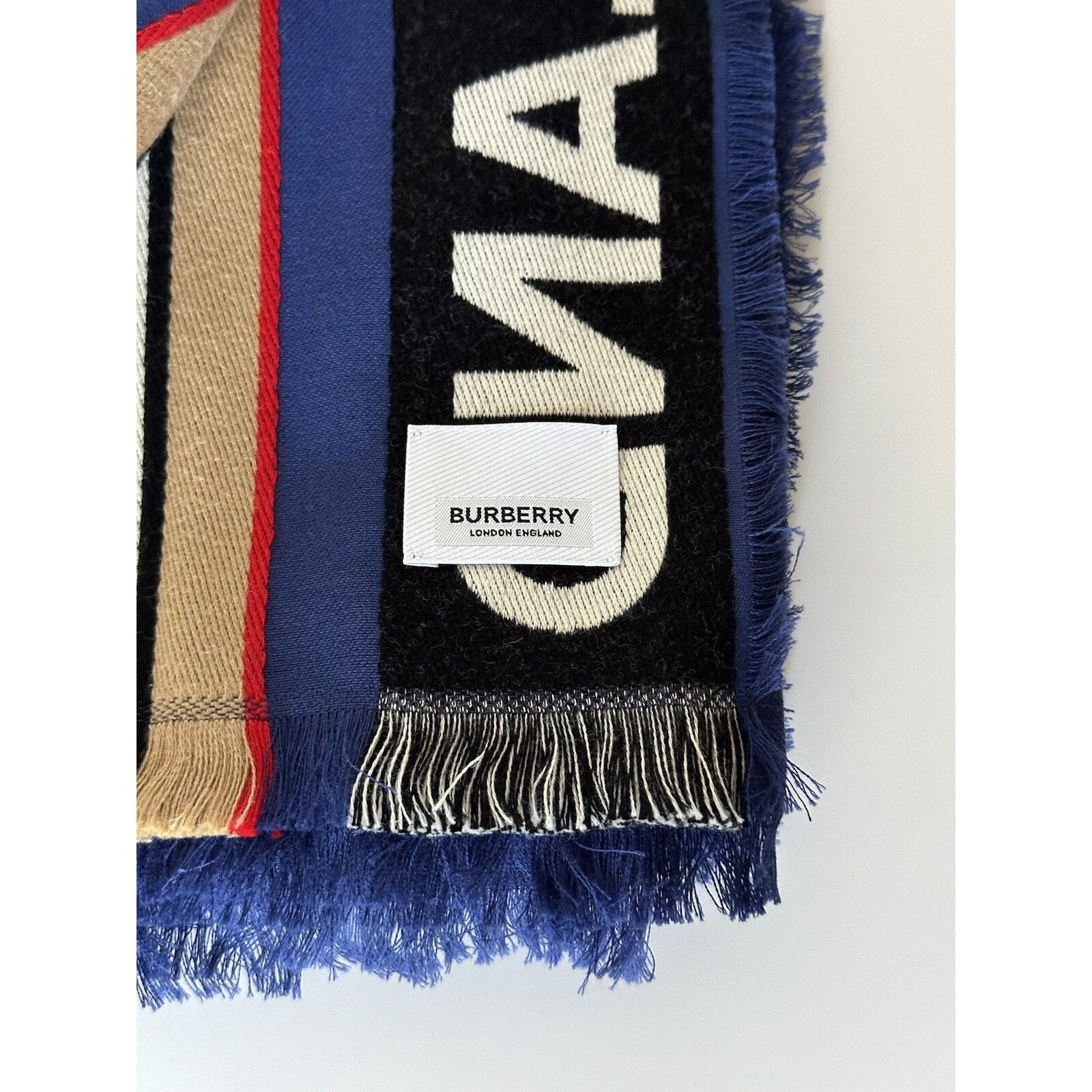 Burberry NWT $470 Burberry Cotton Scarf Denim Blue 185x100 8067360 Size ONE SIZE - 11 Thumbnail