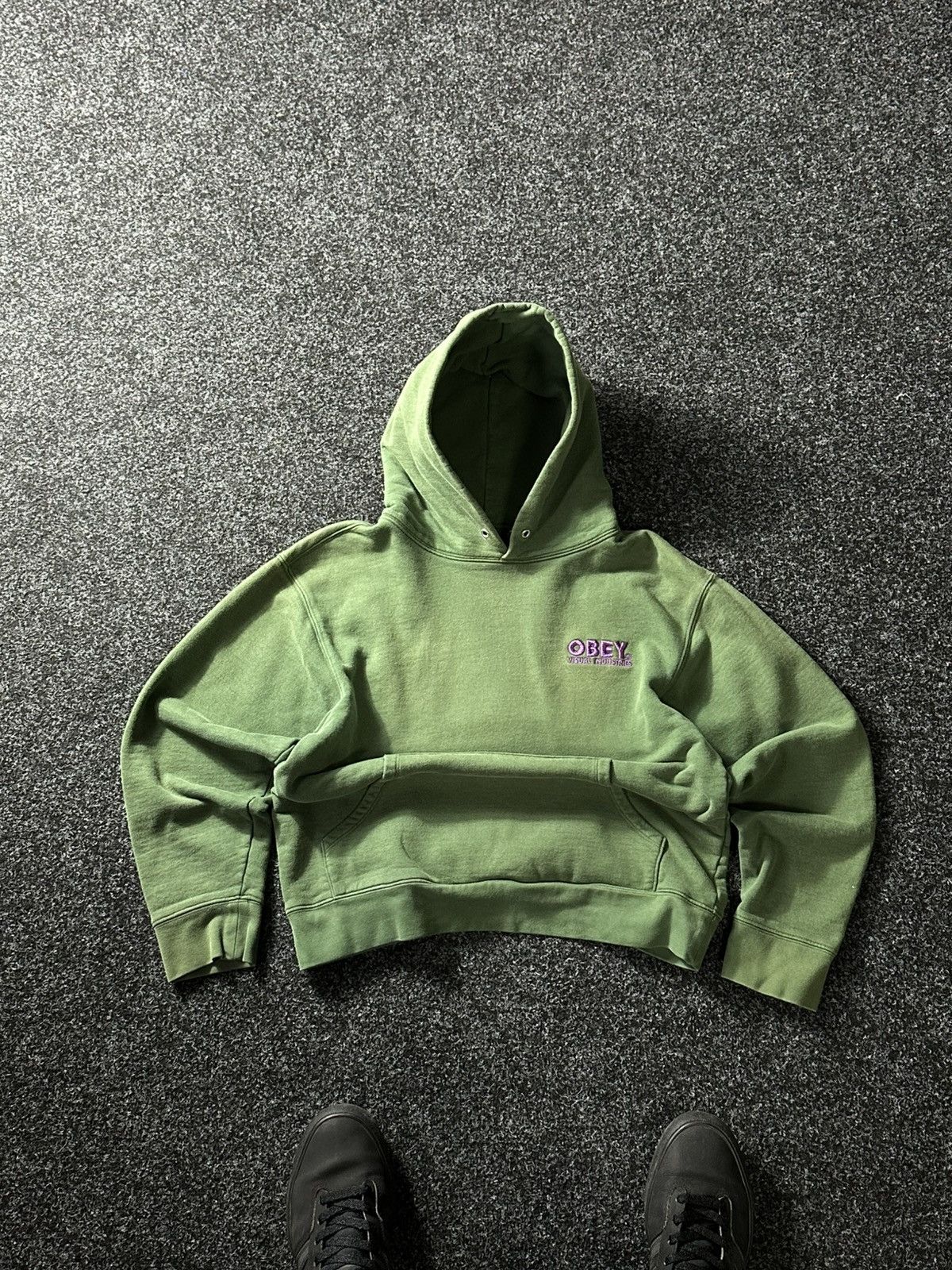 Obey × Vintage 🚨OBEY PULLOVER BOXY VINTAGE HOODIE GREEN SK8 FADED Y2K Size US M / EU 48-50 / 2 - 1 Thumbnail