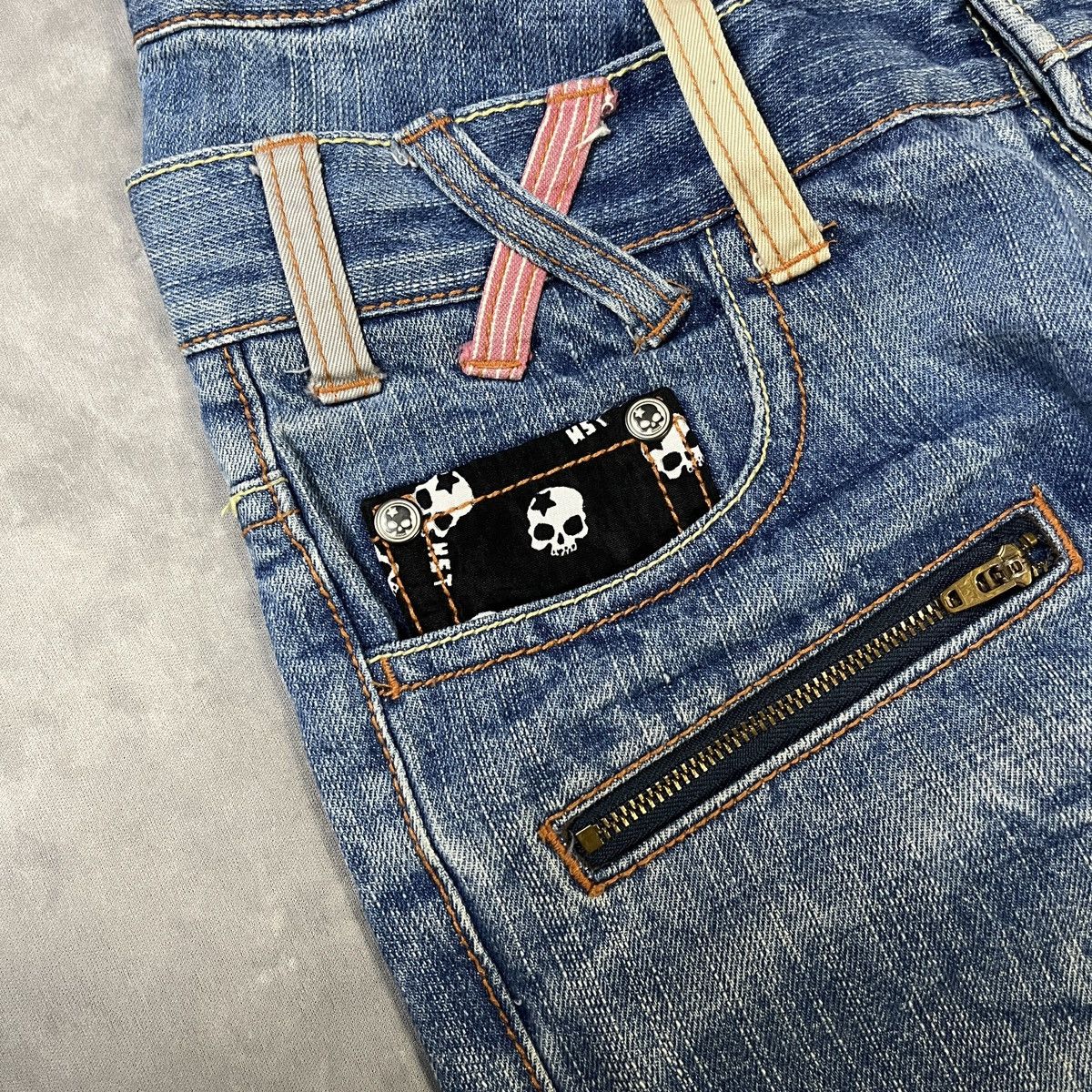 Japanese Brand Japan Double Waist by BA-TSU STUDIO Skull Pocket Jeans Size US 28 / EU 44 - 4 Thumbnail