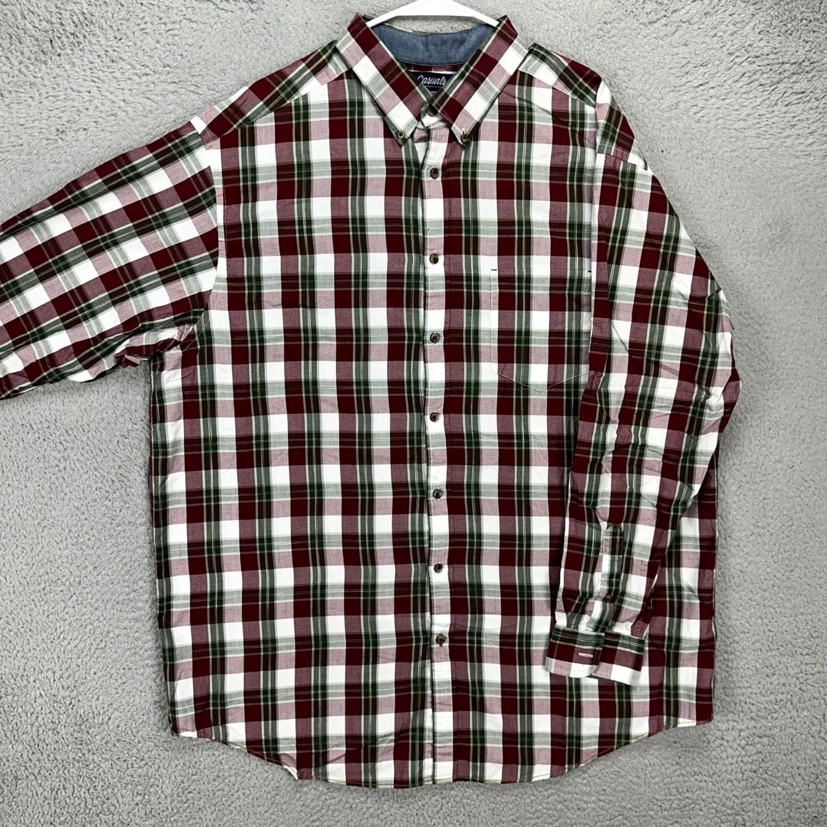 Roundtree & Yorke Roundtree & Yorke Casuals Mens Button-Down Shirt 2XT Tall Plaid Red Green Cotton Microfiber Button-Up Shirt Mens 2XT Tall Plaid Red Green Casuals Size US XXL / EU 58 / 5 - 2 Thumbnail