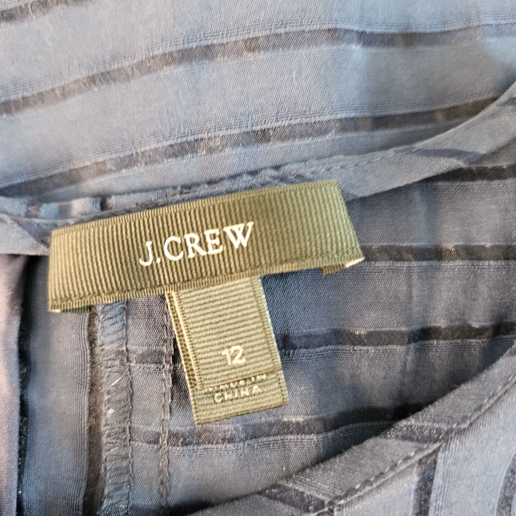 J.Crew J.CREW Womens Top Sz 12 Blue Sheer Stripes Short Sleeve Viscose Blend Blouse Shirt Size XL / US 12-14 / IT 48-50 - 5 Thumbnail
