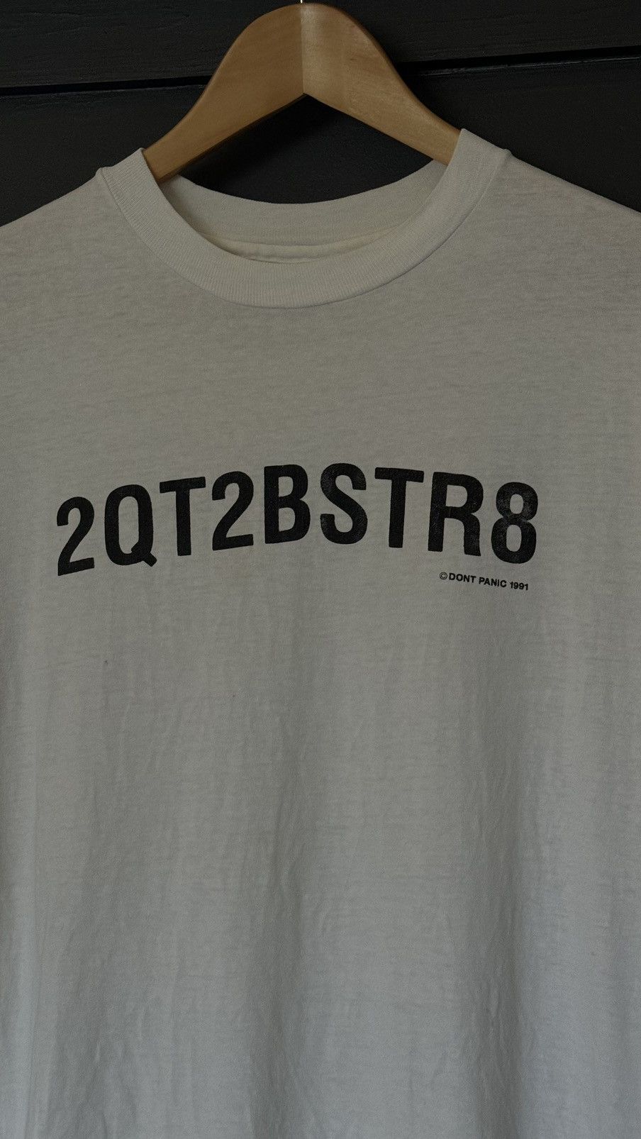 Designer × Vintage 1991 Dont Panic 2QT2BSTR8 vintage white t-shirt Size US L / EU 52-54 / 3 - 4 Thumbnail
