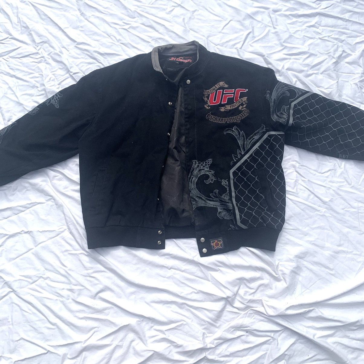 image of Jh Design x Vintage Ufc Jacket- Super Cool Design in Black, Men's (Size XL)