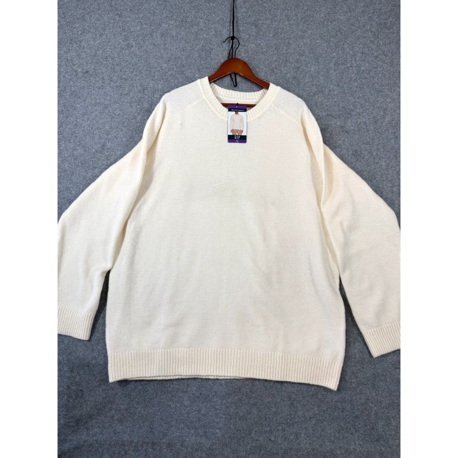 Gap Gap Sweater Pullover Raglan Sleeve Crew Neck Mens 2XL Ivory Wool Blend NWT Size US XXL / EU 58 / 5 - 3 Thumbnail