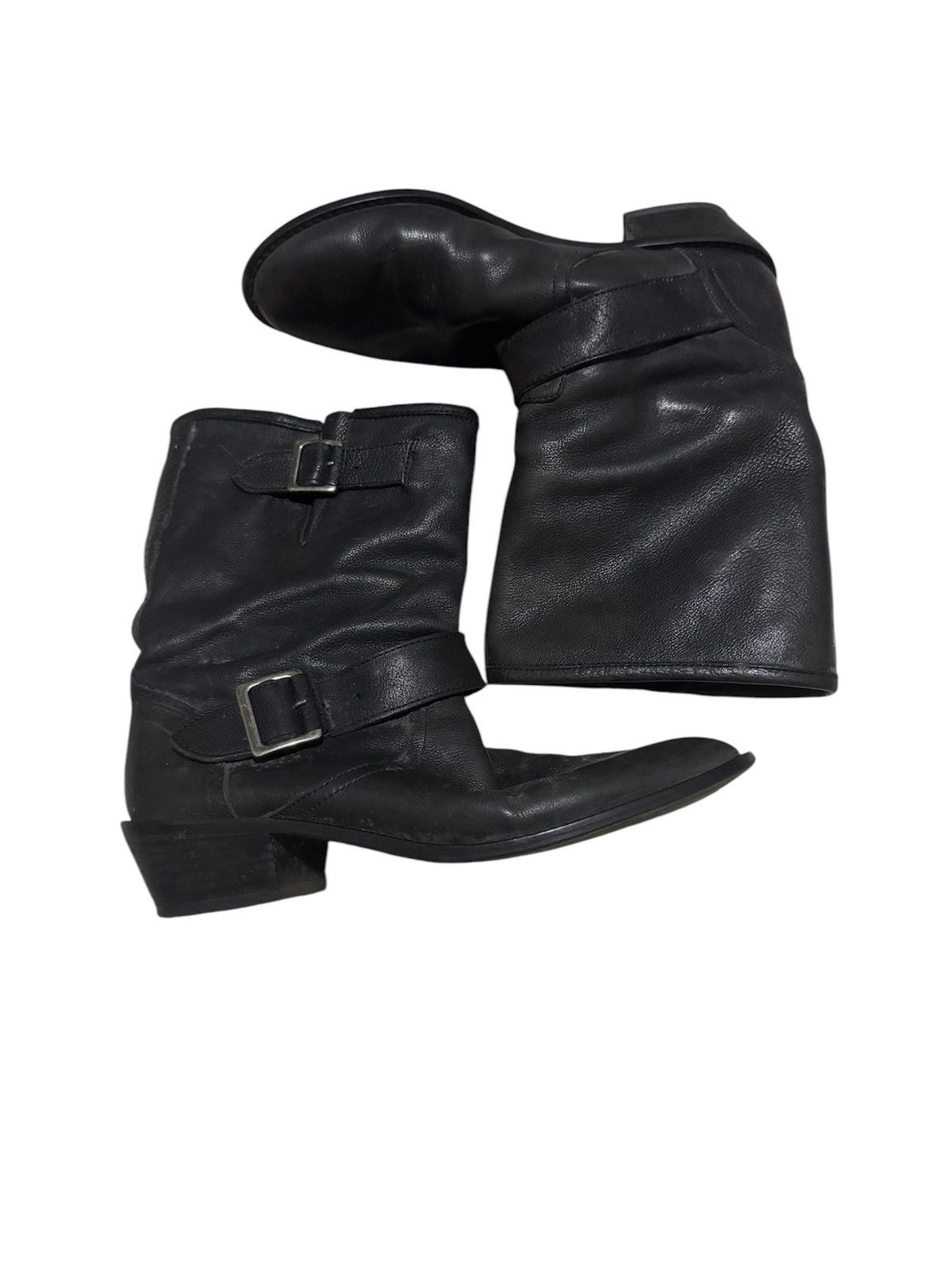 Issey Miyake × Tsumori Chisato Black Leather Buckle Midcut Tsumori Chisato Walk Boots Size US 5 / EU 37 - 1 Thumbnail