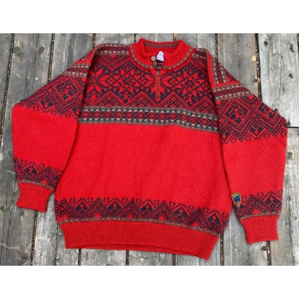 Dale Of Norway VINTAGE 1995 DALE OF NORWAY EMBROIDERED PEACE SWEATER RED W Size US L / EU 52-54 / 3 - 1 Thumbnail