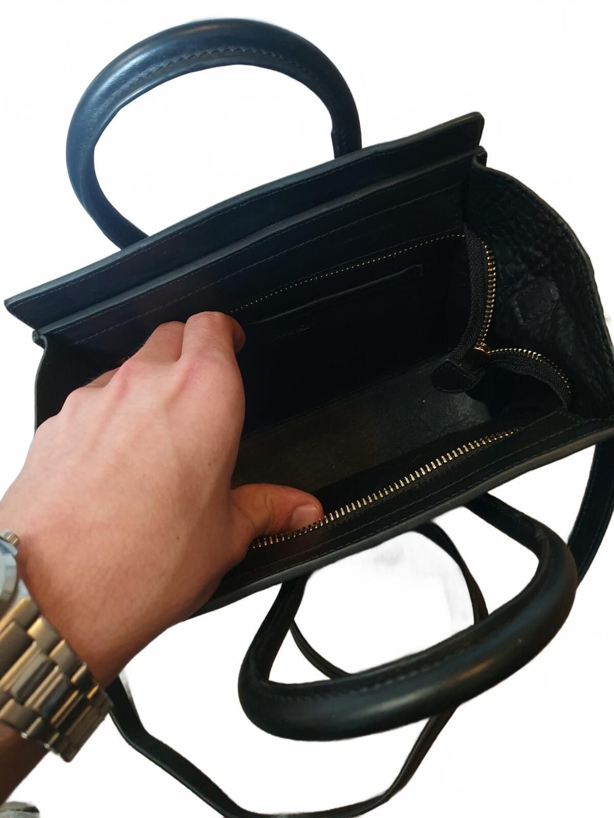 Celine Celine - Black Mini Luggage Tote Bag with Gold Hardware Size ONE SIZE - 4 Thumbnail