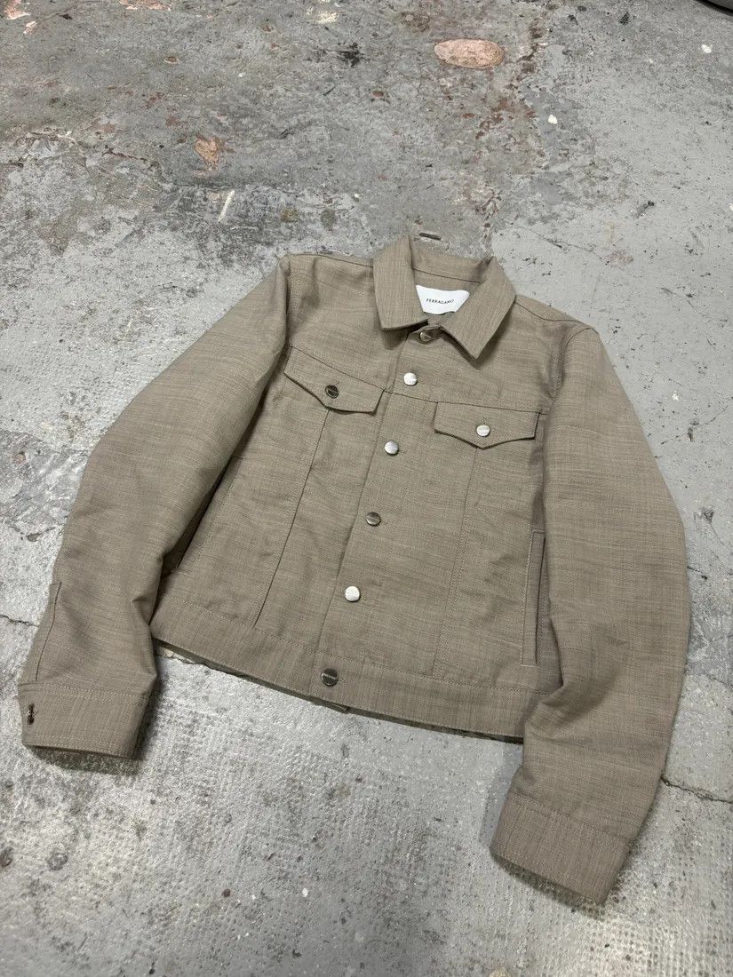Salvatore Ferragamo × Vintage Ferragamo Grey Minimalist Trucker Jacket Size US S / EU 44-46 / 1 - 8 Thumbnail