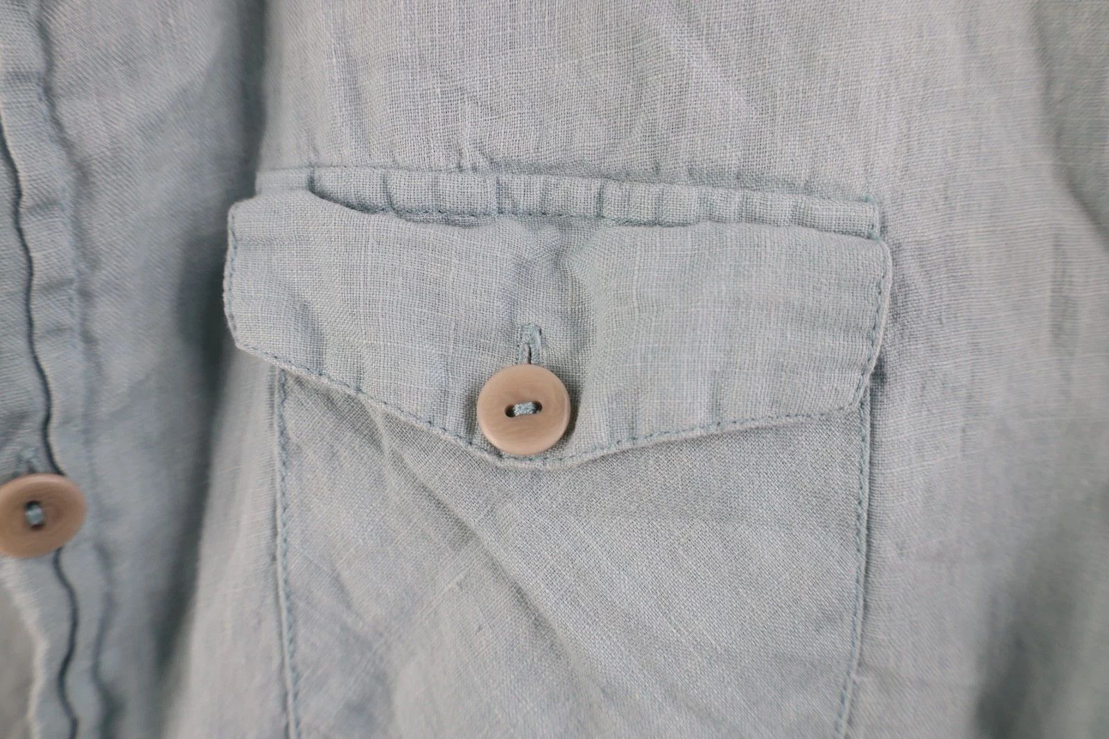 Vintage Flax Linen Short Sleeve Collared Button Shirt Light Blue Size US M / EU 48-50 / 2 - 4 Thumbnail