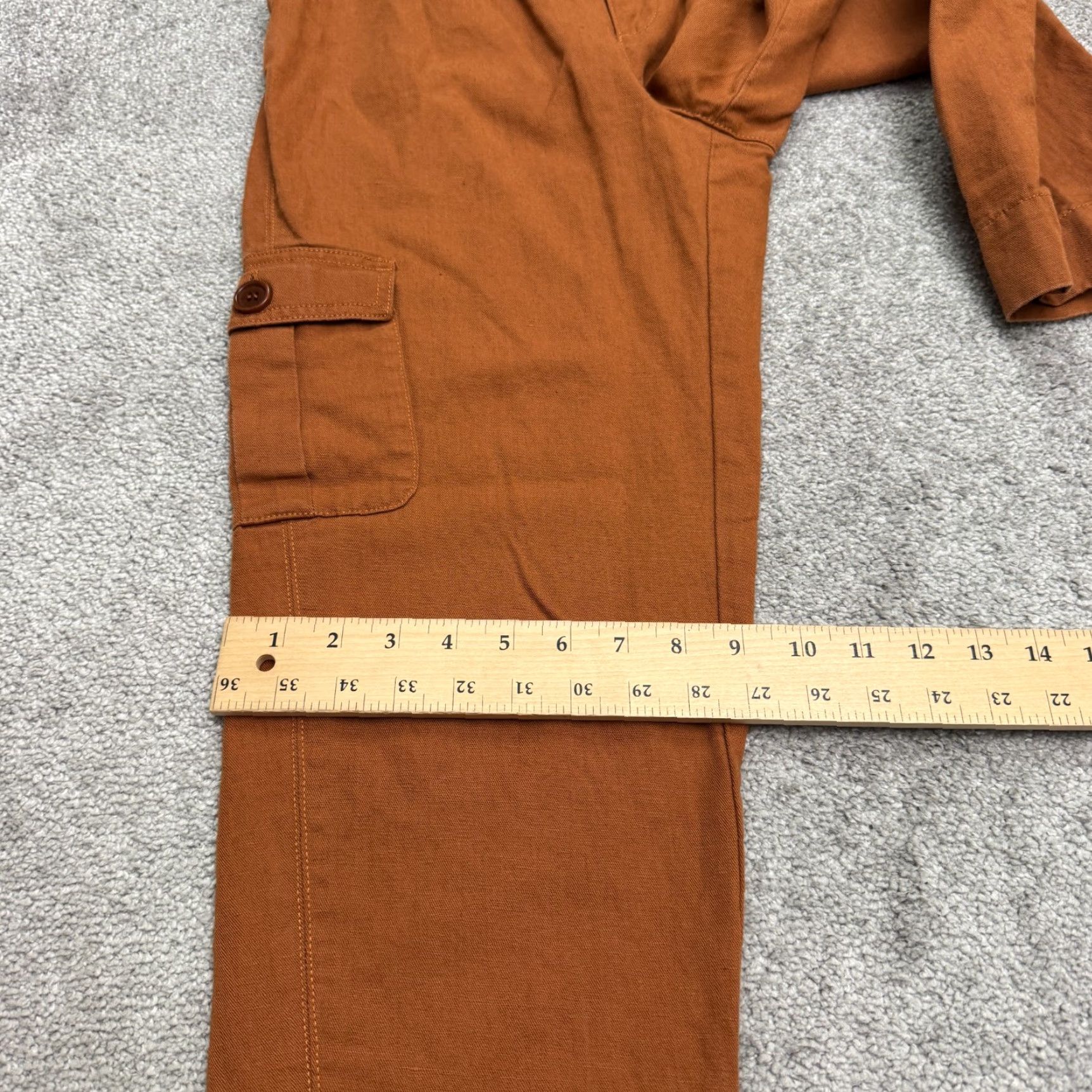 Gap VINTAGE Gap Reissue Linen Cotton Tapered Leg Cargo Pants Trouser Womens 2 Rust Brown Size 26" / US 2 / IT 38 - 7 Thumbnail