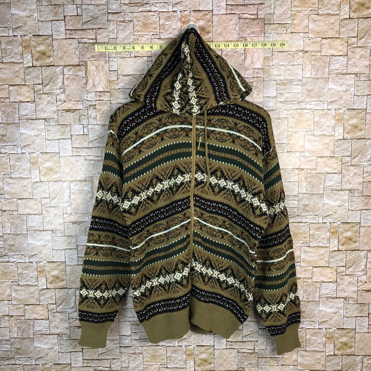 Homespun Knitwear Studio Canal art design Green Hoodie sweater #A427 Size US M / EU 48-50 / 2 - 1 Thumbnail