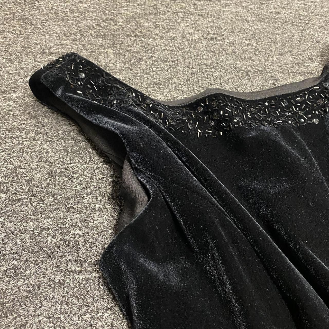 Designer Jessica Howard Black 90s Style Velvet Beaded Mermaid Gown Size XL / US 12-14 / IT 48-50 - 4 Thumbnail