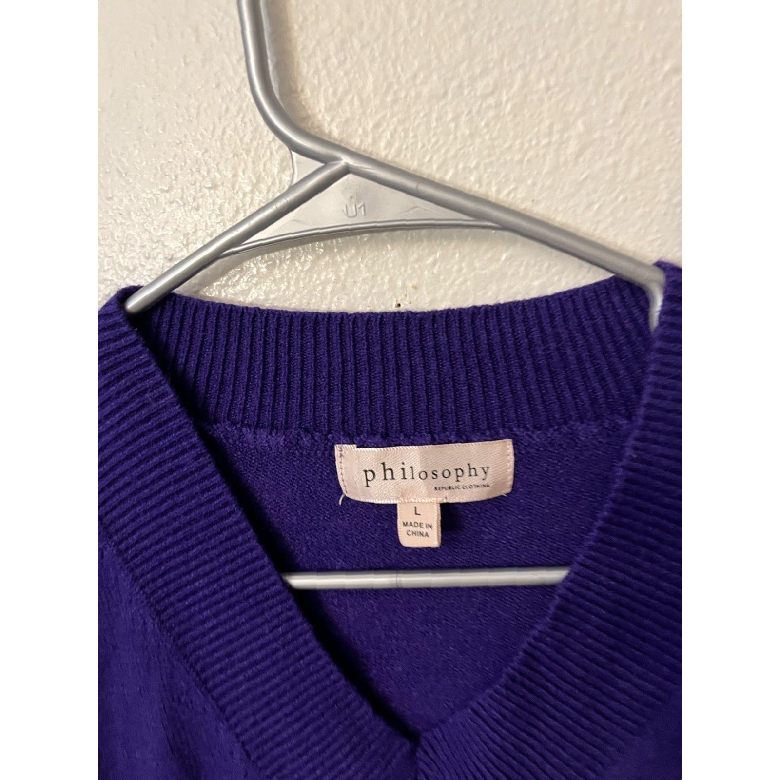 Vintage Philosophy Womens Pullover Sweater Long Sleeve V-Neck Purple L Size Knit Nylon Polyester Viscose BASIC Size L / US 10 / IT 46 - 2 Thumbnail