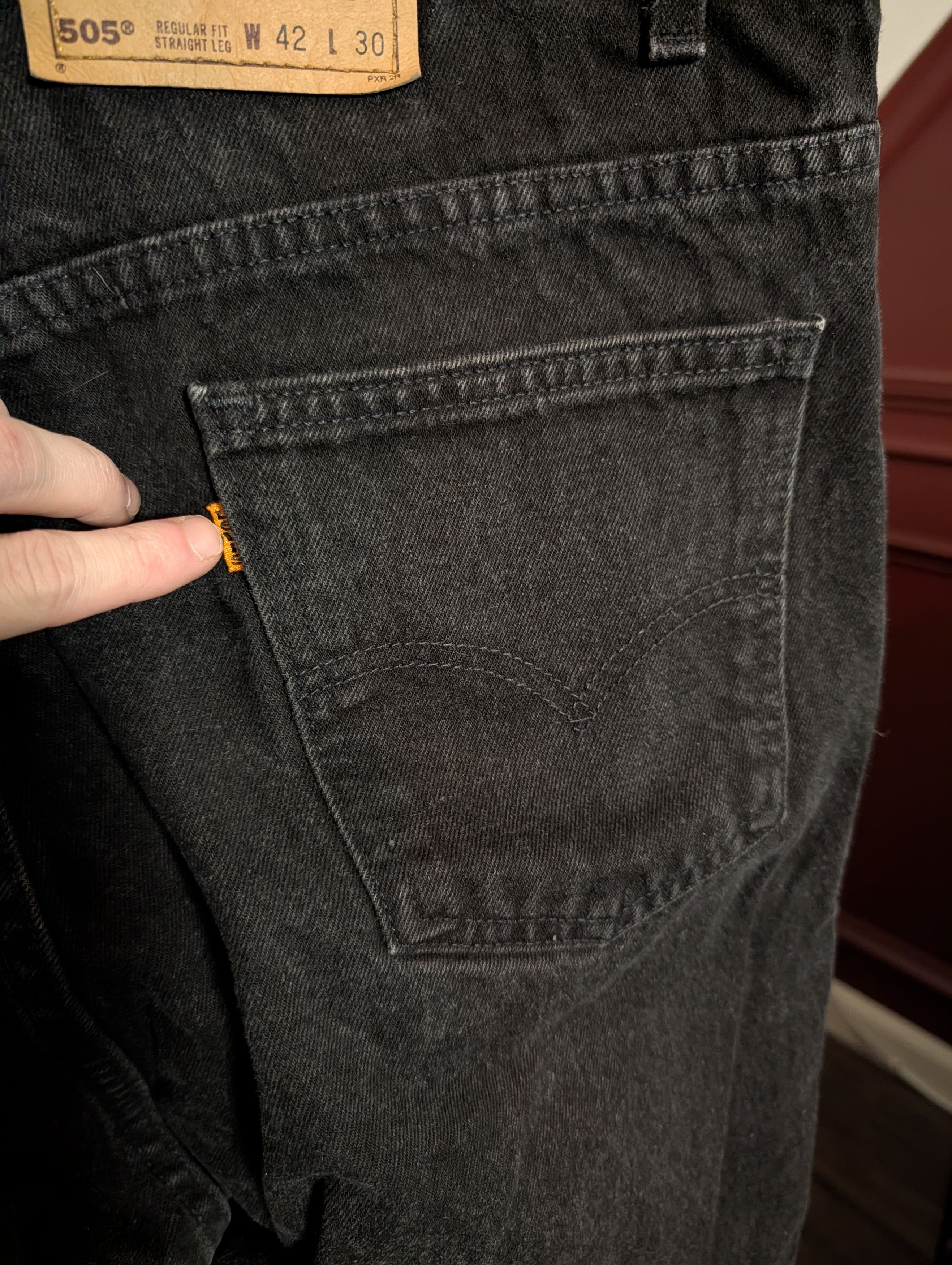 Levi's Vintage Clothing ORANGE TAB vtg black 505 straight leg denim jeans Size US 39 - 6 Thumbnail