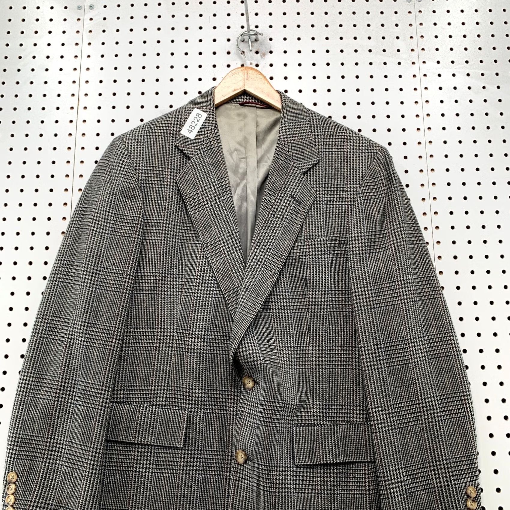 Hart Schaffner Marx Hart Schaffner Marx Blazer Men 36 Herringbone Gray Tweed Wool 2 Piece 90s Vintage Size 36R - 5 Thumbnail