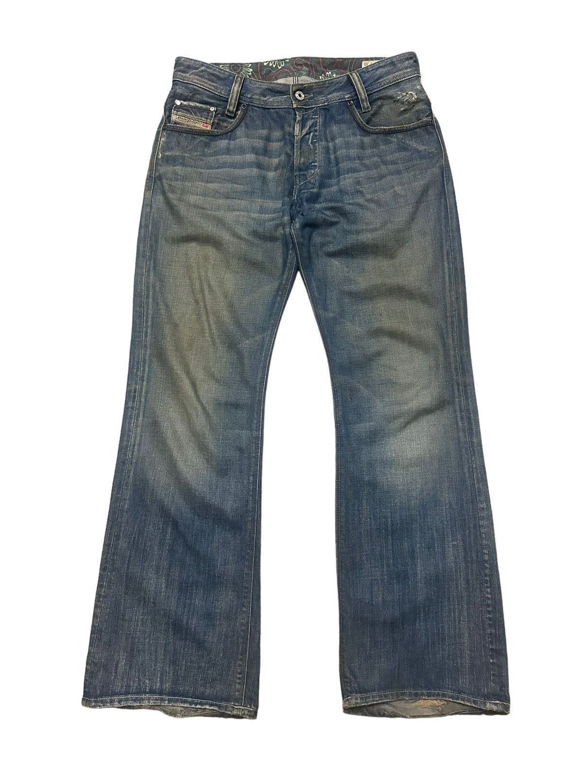 image of Flare Jeans Diesel Industry Distressed Boot Cut Pants in Blue, Men's (Size 31)