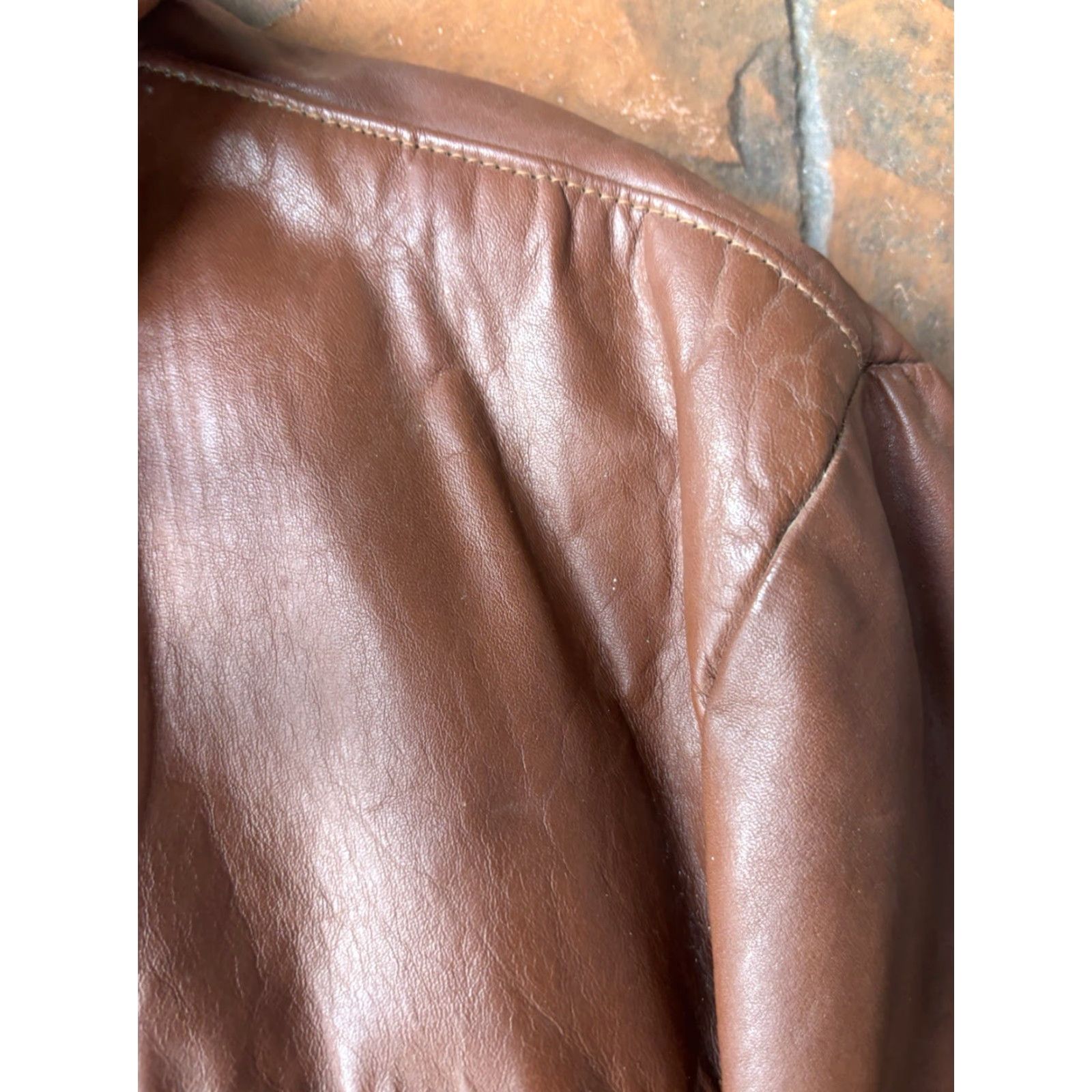 Vintage VINTAGE Genuine Leather Jacket Mens Overcoat 42 Fur Lined Brown Leather Wool Insulation Regular Size 42 70s Cowboy Biker Winter Fall Spring Summer Size US XS / EU 42 / 0 - 7 Thumbnail