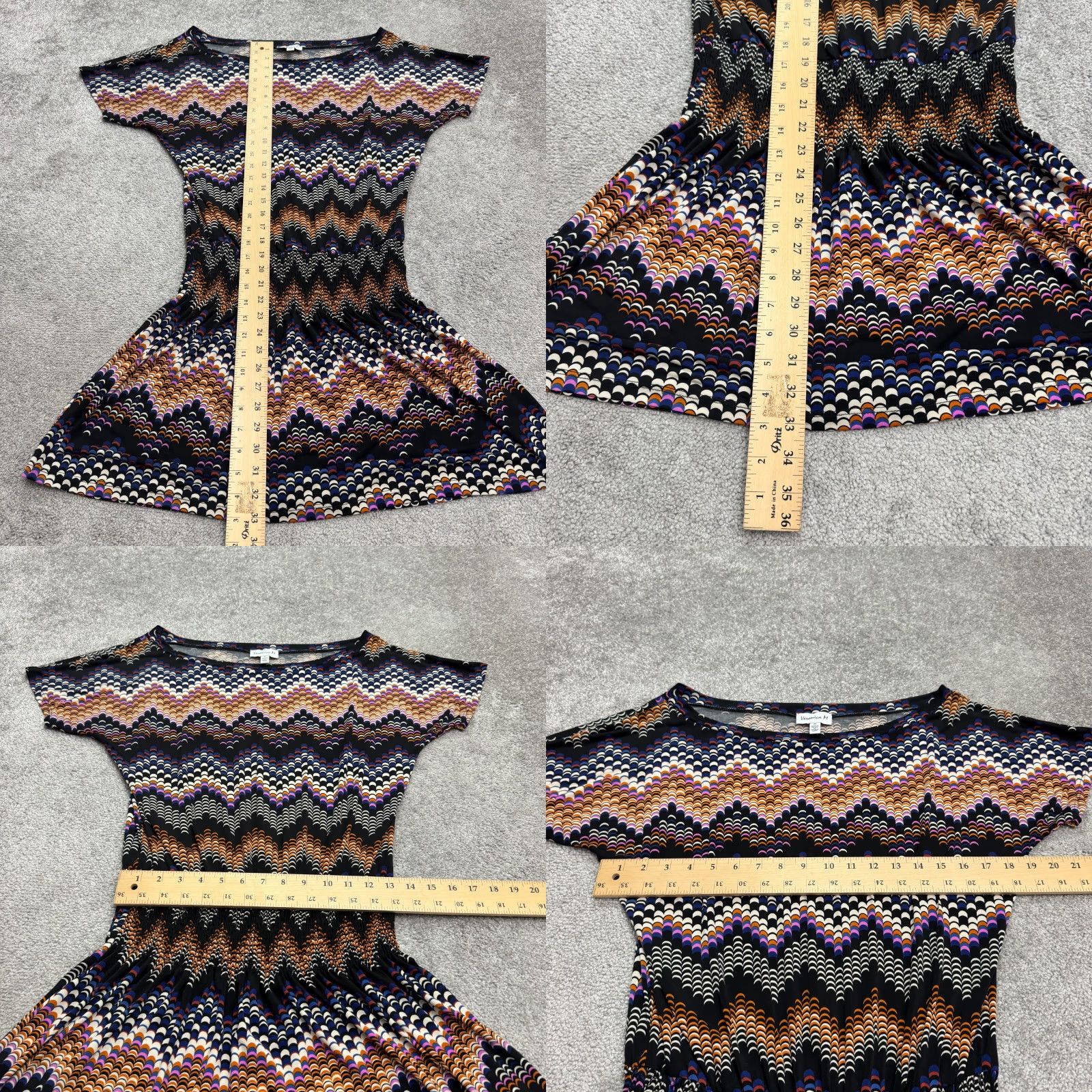 Vintage Veronica M Geometric Wave Print Smoked Mini Dress Womens M Dolman Streetwear? Size M / US 6-8 / IT 42-44 - 8 Thumbnail