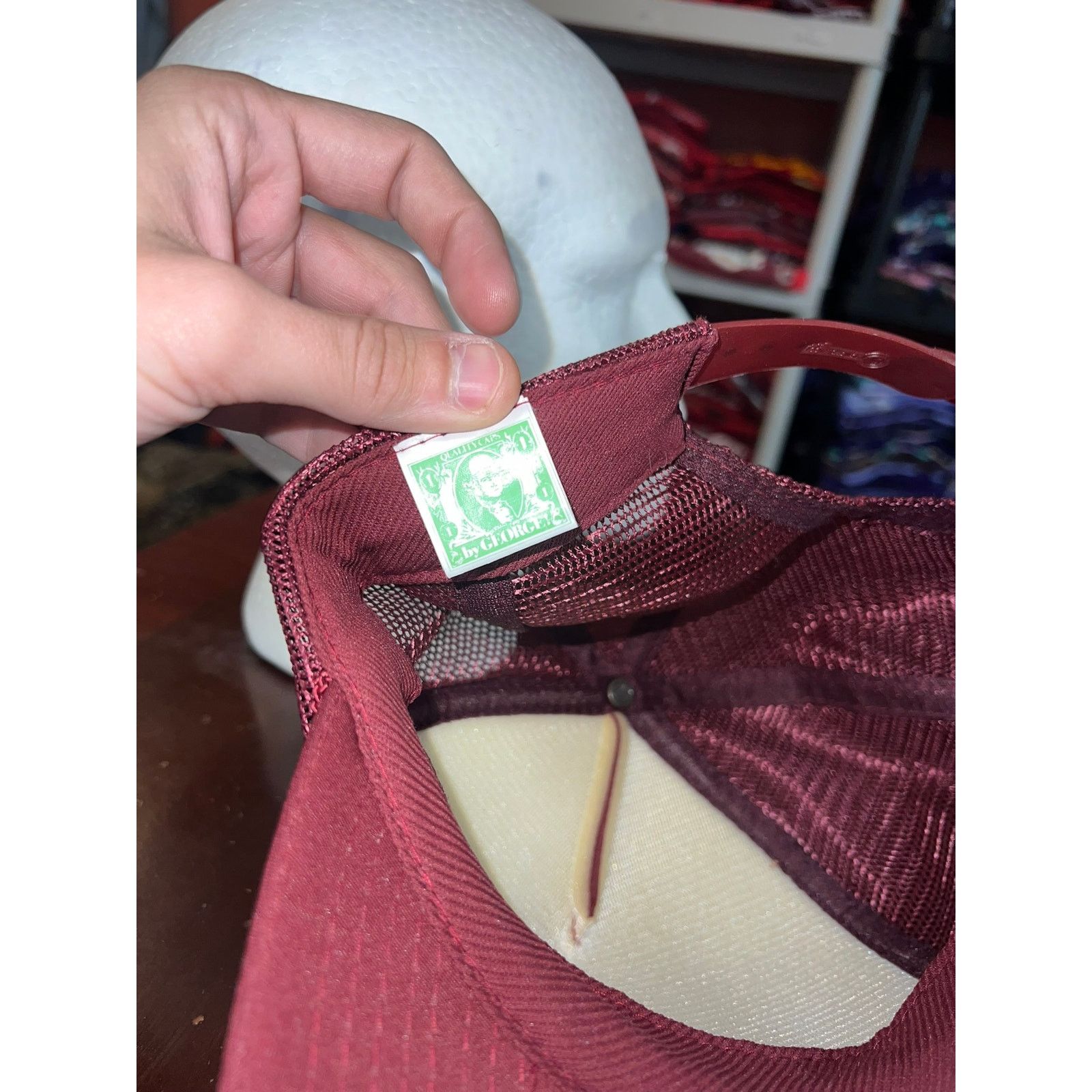 Vintage Vintage Maroon Blank Hat Dark Red George Washington Dollar Size ONE SIZE - 7 Thumbnail