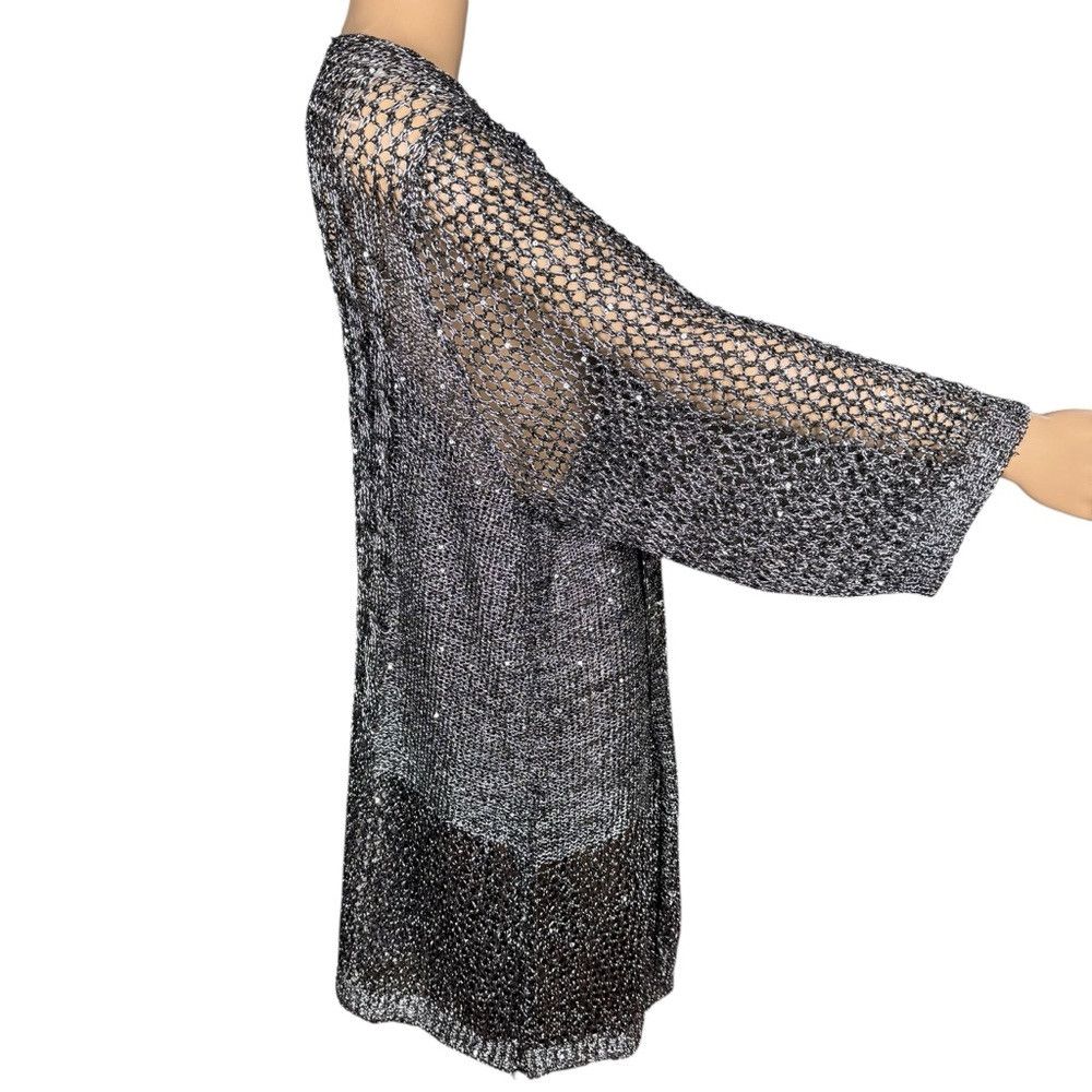 Other NWT New Lauren Michelle Silver Sparkle Cable Knit Cardigan Size 3XL / US 20-22 - 3 Thumbnail