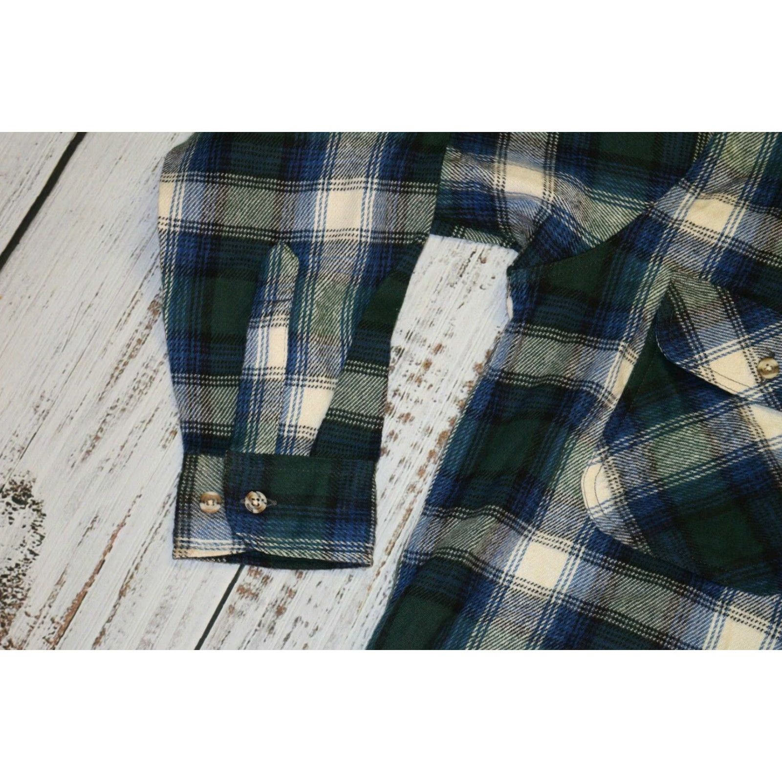 Vintage VINTAGE Field & Stream Men's Plaid Flannel Shirt Large Casual 80s 90s Cotton Blue Green Size US L / EU 52-54 / 3 - 3 Thumbnail