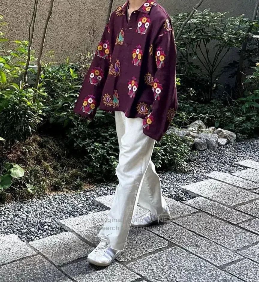 Bode BODE Peacock Embroidery Linen Pullover Shirt. Size M / US 6-8 / IT 42-44 - 7 Thumbnail