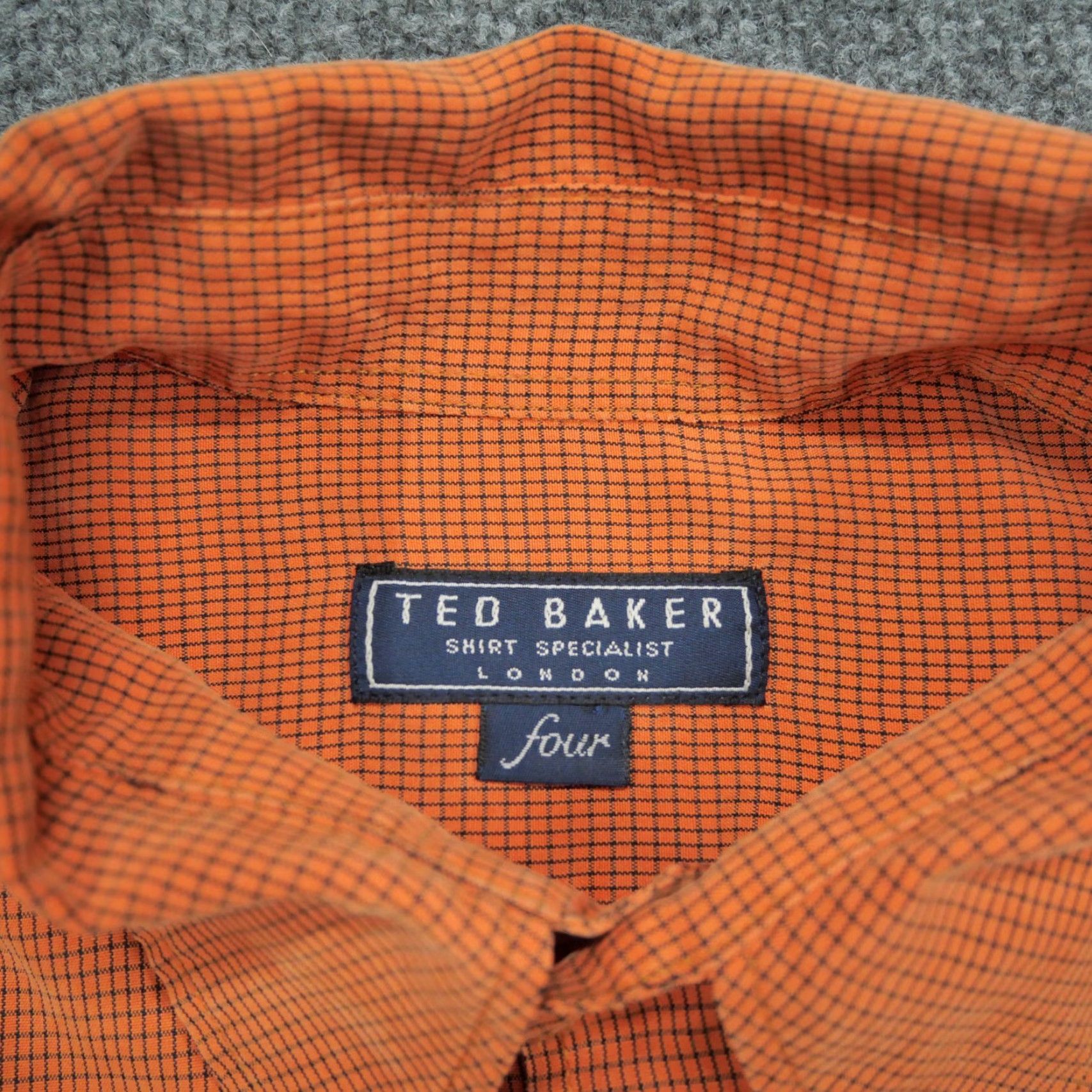 Ted Baker Ted Baker Shirt Mens 4 Four Orange Black Grid Button Up Long Sleeve Size US L / EU 52-54 / 3 - 6 Thumbnail