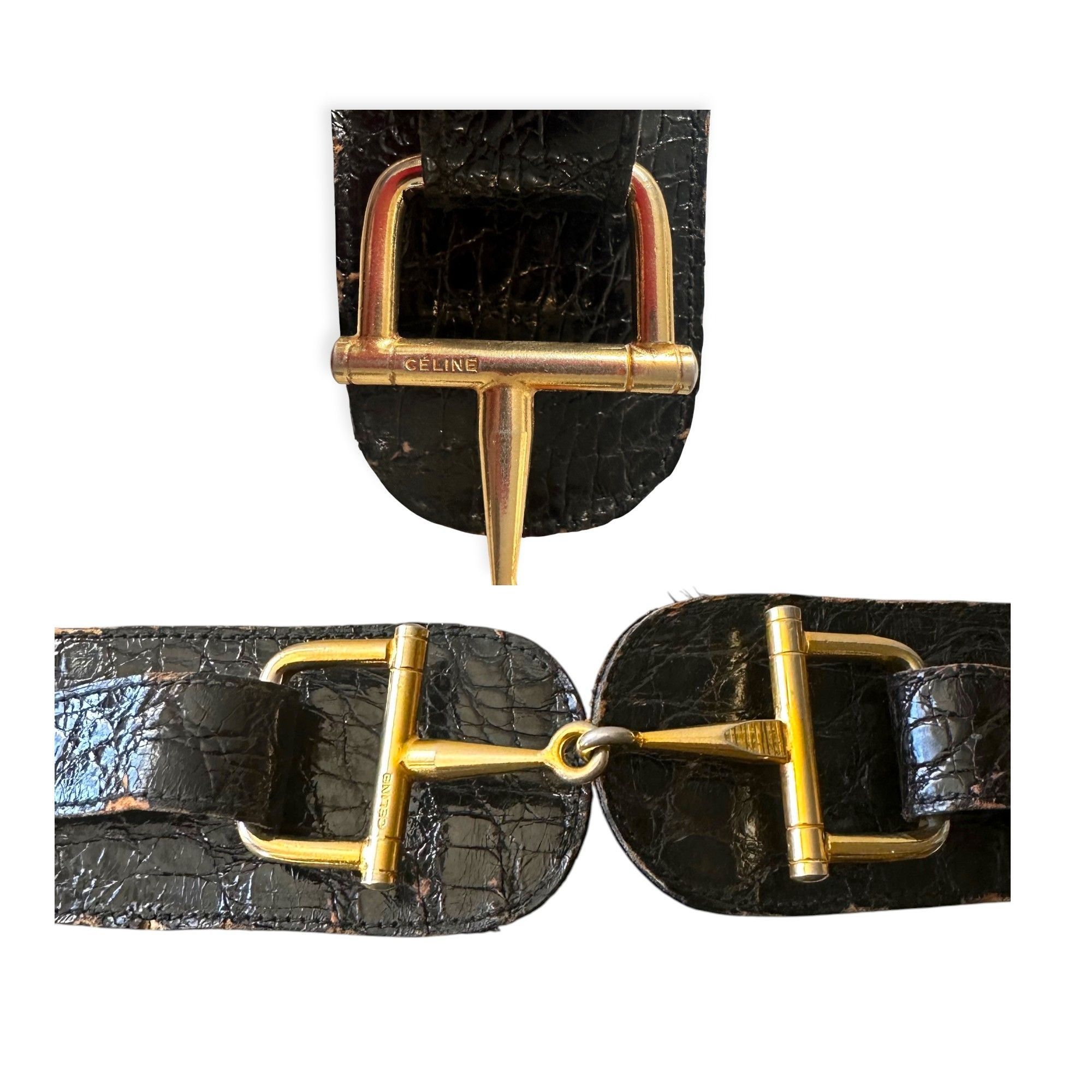 Celine Céline “Chantilly” Croc Horse-Bit Belt 76 cm (Italy) Size ONE SIZE - 8 Thumbnail