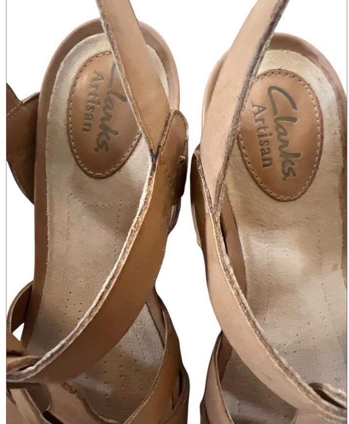 Clarks Clarks Artisan Wedge Sandals Size 6.5 Tan Brown Leather Size US 6.5 / IT 36.5 - 5 Thumbnail