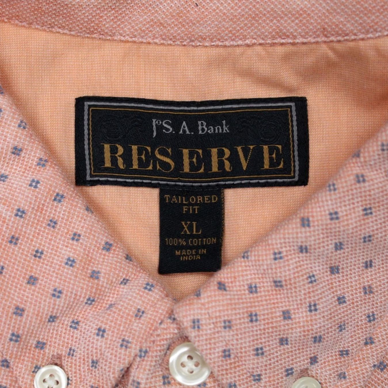 Jos. A. Bank Jos A Bank Polo Shirt Mens XL Pink Geometric Cotton S/S Button-Down Regular Fit Size US XL / EU 56 / 4 - 7 Thumbnail