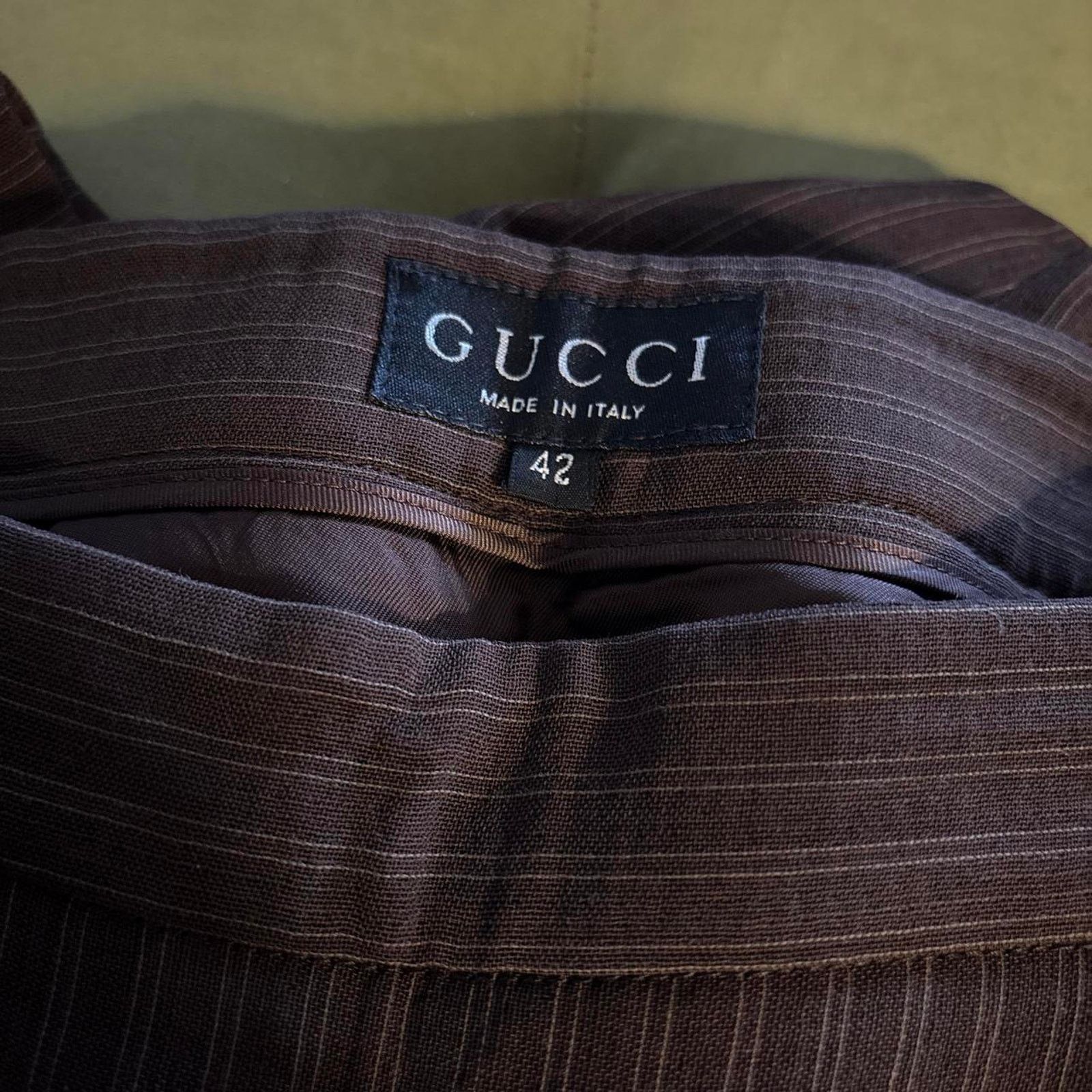 Gucci Vintage Gucci 90s Brown Pinstripe Above Knee Skirt 42 Size 26" / US 2 / IT 38 - 6 Thumbnail