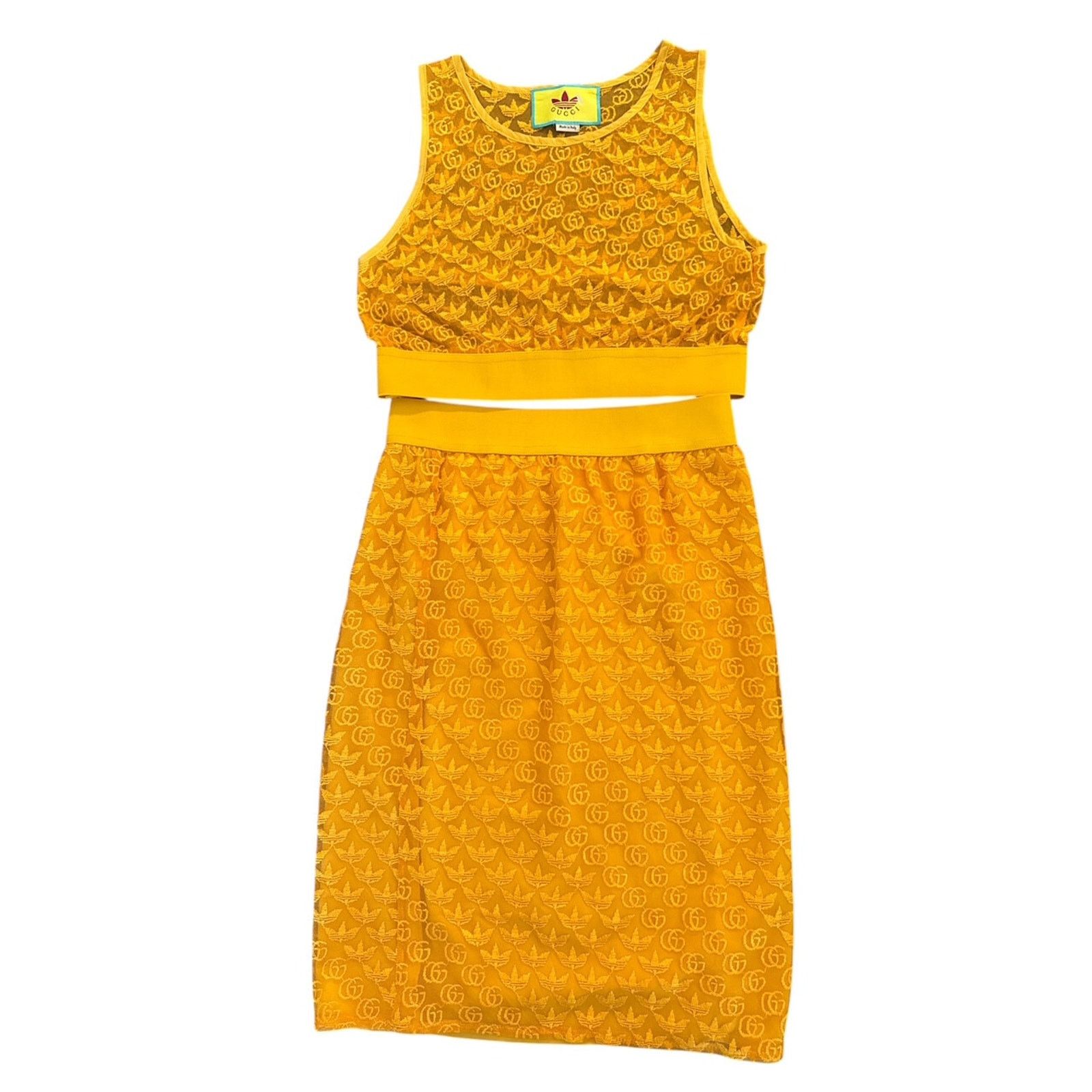 Gucci Gucci x adidas GG YELLOW Tulle Skirt & TOP SZ S/ M Size 30" / US 8 / IT 44 - 4 Thumbnail