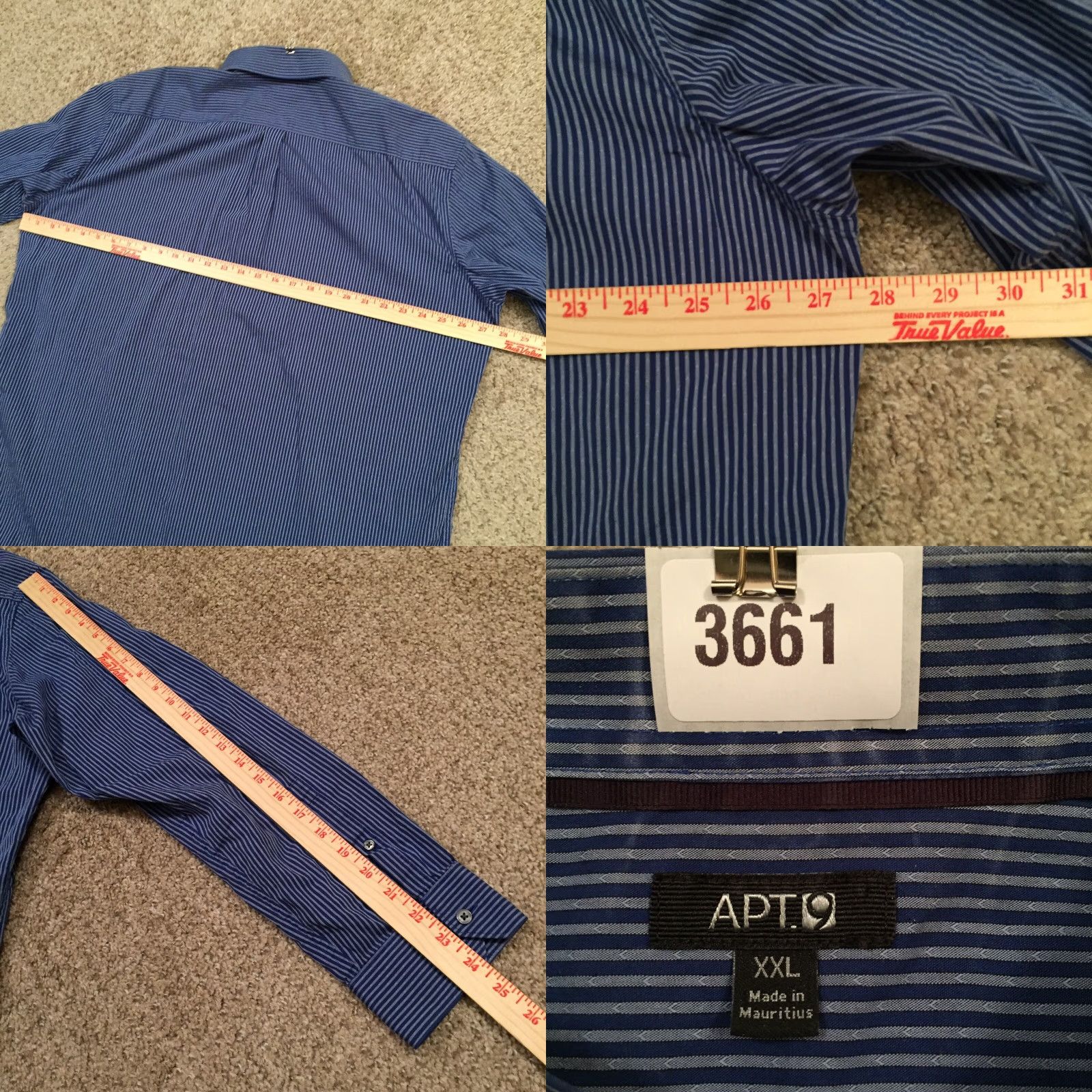Apt. 9 Apt 9 Shirt Mens XXL Blue Striped Long Sleeve Button Up Size US XXL / EU 58 / 5 - 8 Thumbnail