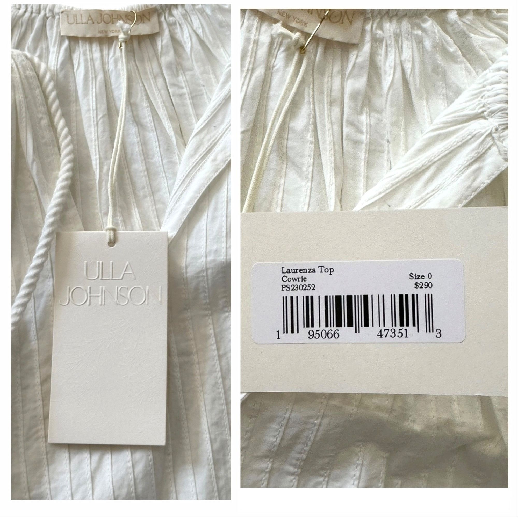 Ulla Johnson Ulla Johnson White Cotton Laurenza Blouse, puff sleeves, Siz Size XS / US 0-2 / IT 36-38 - 3 Thumbnail