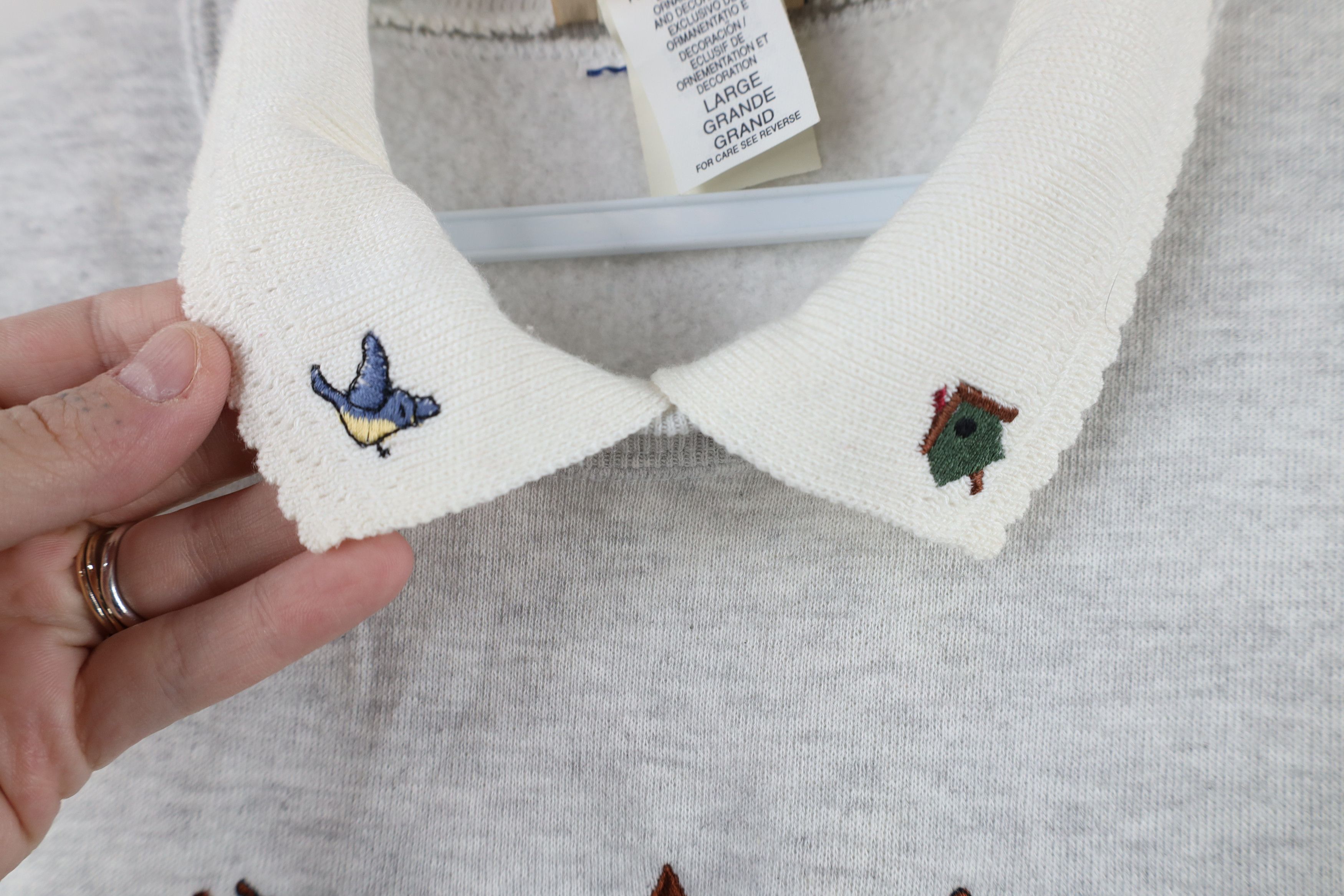 Vintage Vintage 90s Streetwear Nature Bird Collared Sweatshirt USA Size L / US 10 / IT 46 - 9 Thumbnail