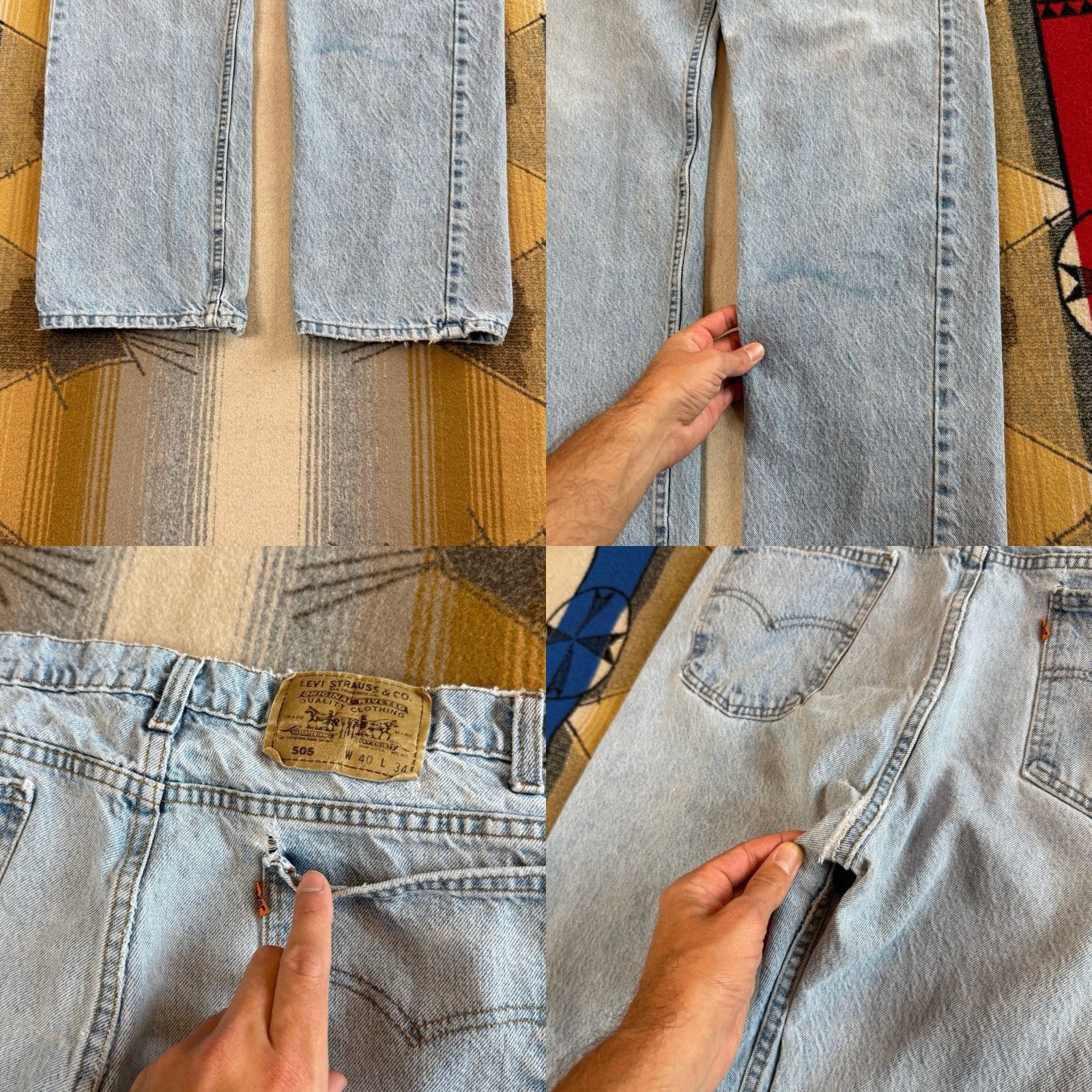Levi's VINTAGE Levi’s Orange Tab Denim Blue Jeans 36x33 Regular Men 90s Distressed Straight USA Made Jeans Size US 36 / EU 52 - 8 Thumbnail