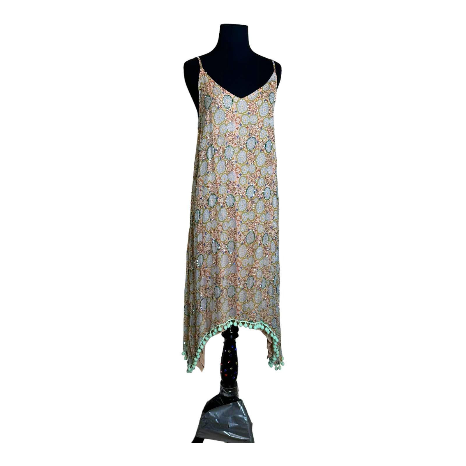 Anthropologie Raga Amalfi Sequin Pom Pom Asymmetrical Dress size XS Size XS / US 0-2 / IT 36-38 - 11 Thumbnail