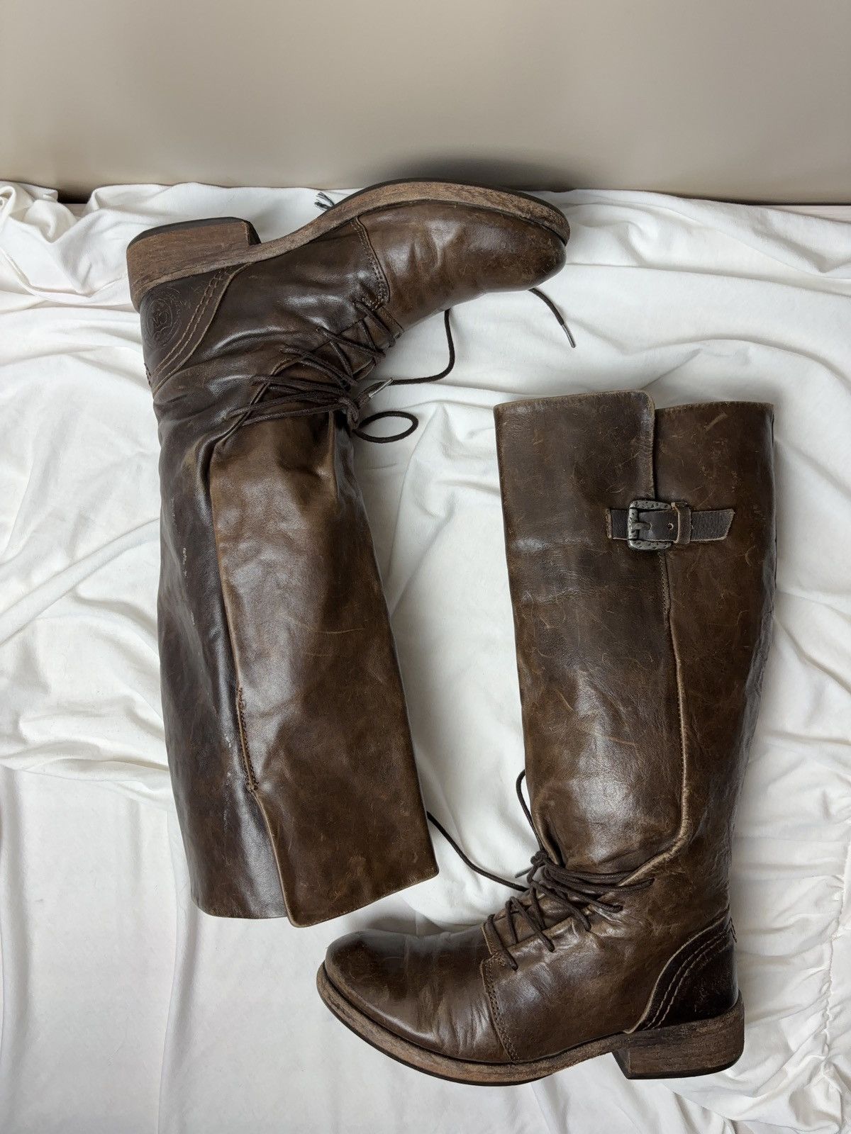 Leather LEATHER BONDAGE MOTO BOOTS LACE UP Size US 7 / IT 37 - 5 Thumbnail