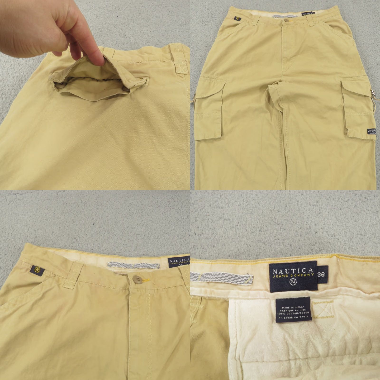 Nautica VINTAGE Nautica Baggy Cargo Pants Mens 36 Wide-Leg Casual 5-Pocket Beige Cotton 90s Grunge Military Paratrooper Men Size US 36 / EU 52 - 8 Thumbnail