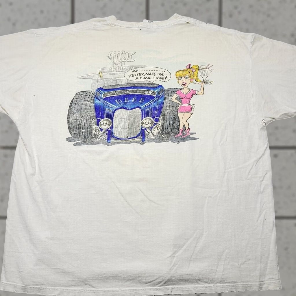Jerzees VINTAGE Hot Rod Chop Top Graphic T-Shirt Mens XL Made In USA Thrashed Car Diner Size US XXL / EU 58 / 5 - 1 Thumbnail